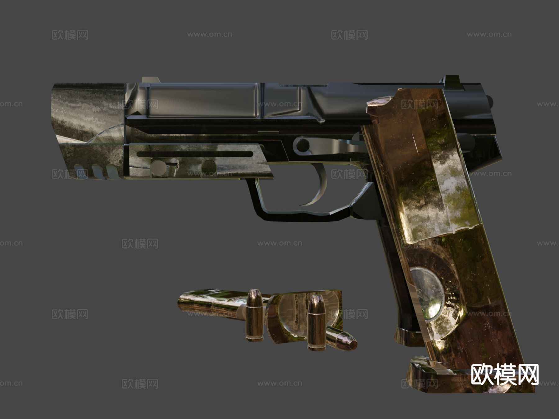 USP手枪 枪支 枪械su模型下载（渲染图4）