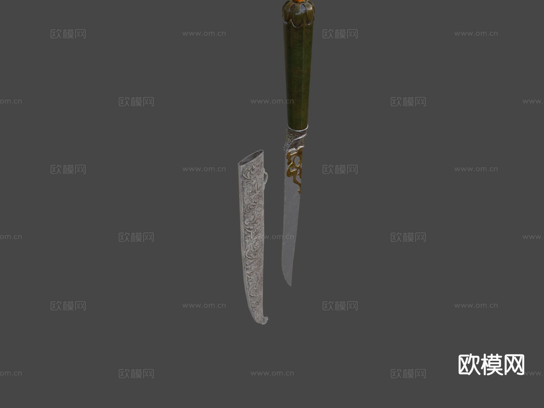 奥斯曼玉柄刀 短刀su模型下载（渲染图5）