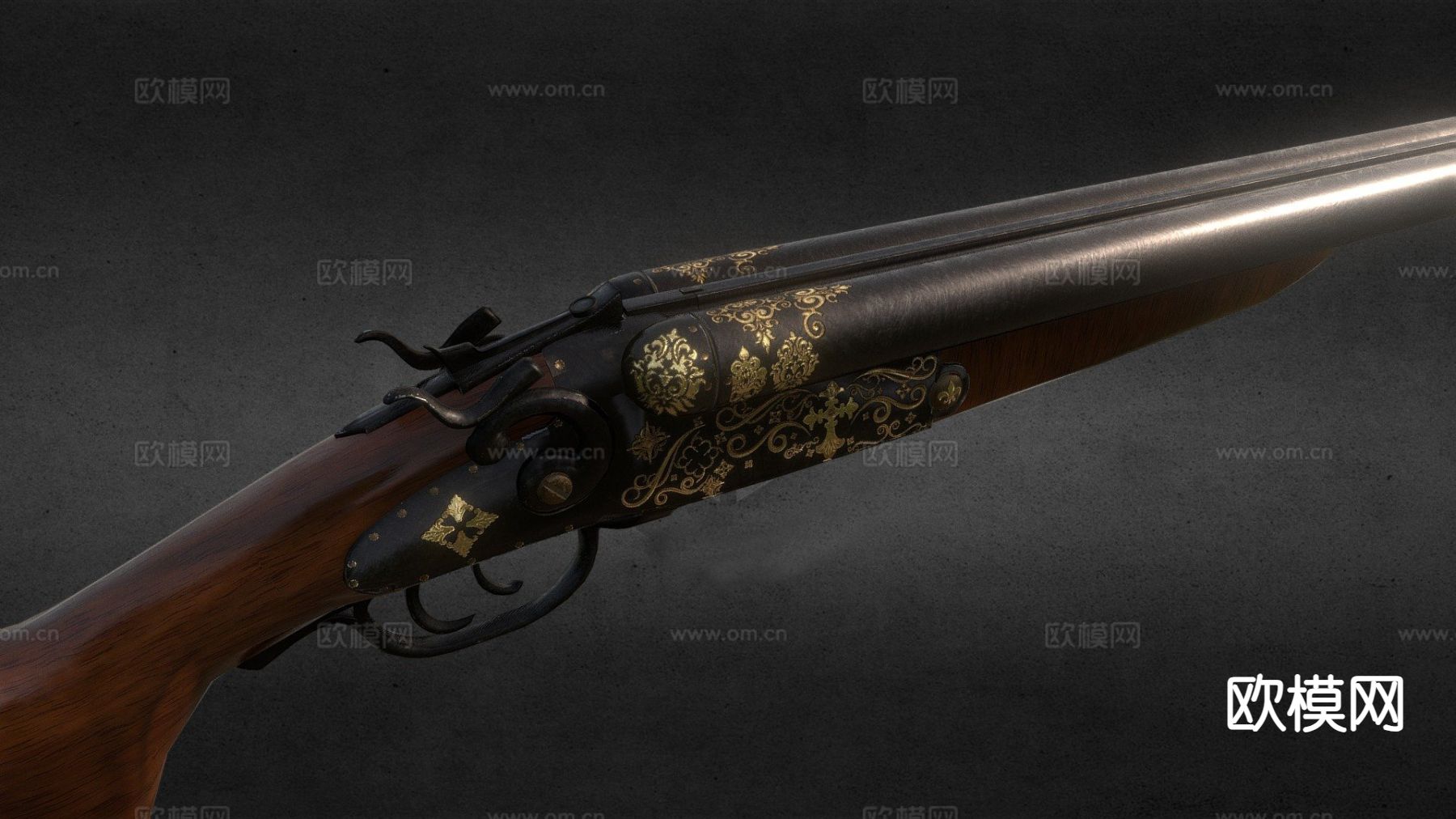 双管霰弹枪 枪支 枪械su模型下载（渲染图2）