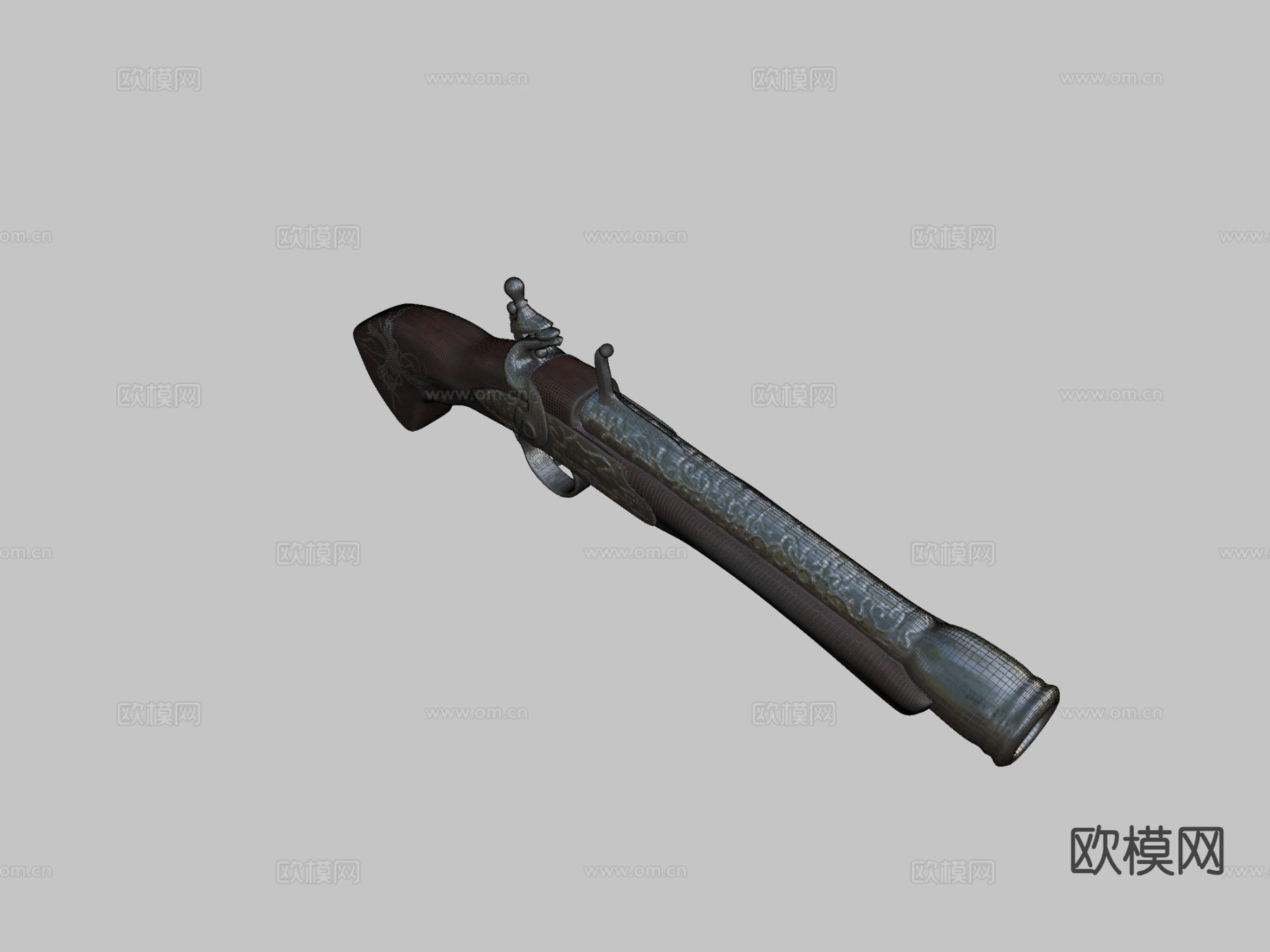 燧发枪 枪支 枪械su模型下载（渲染图1）
