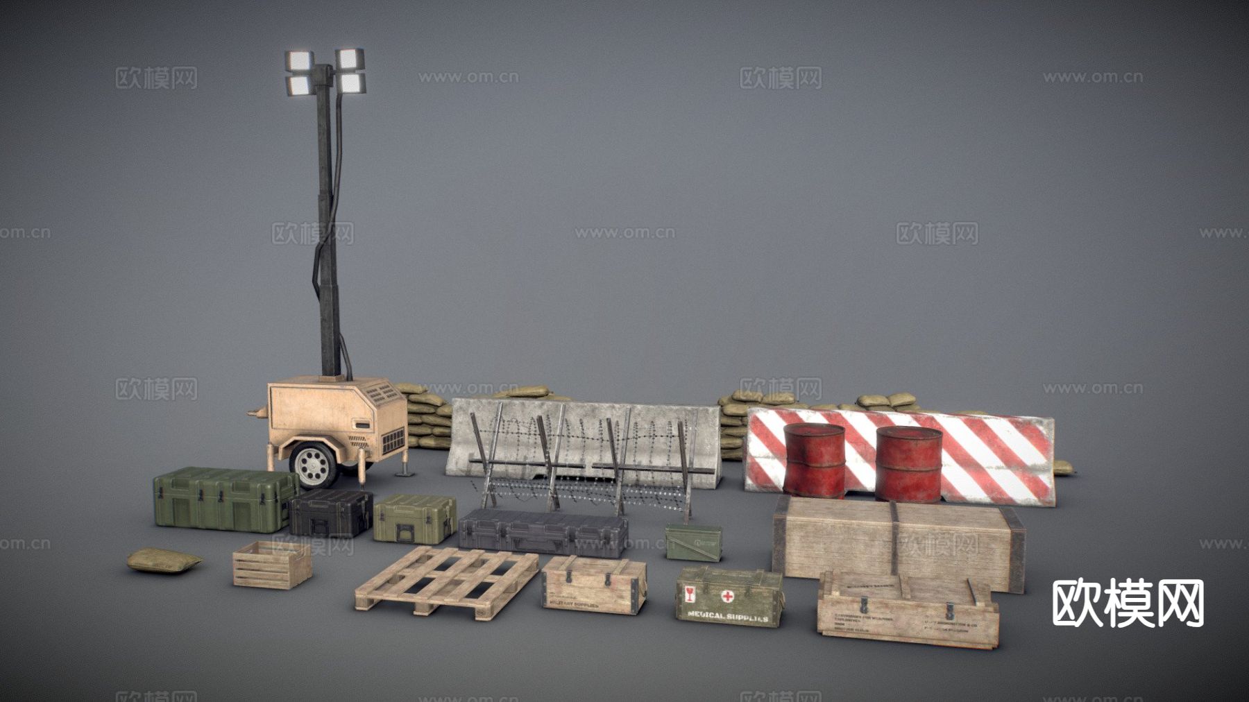 军事游戏资产包su模型下载（渲染图2）