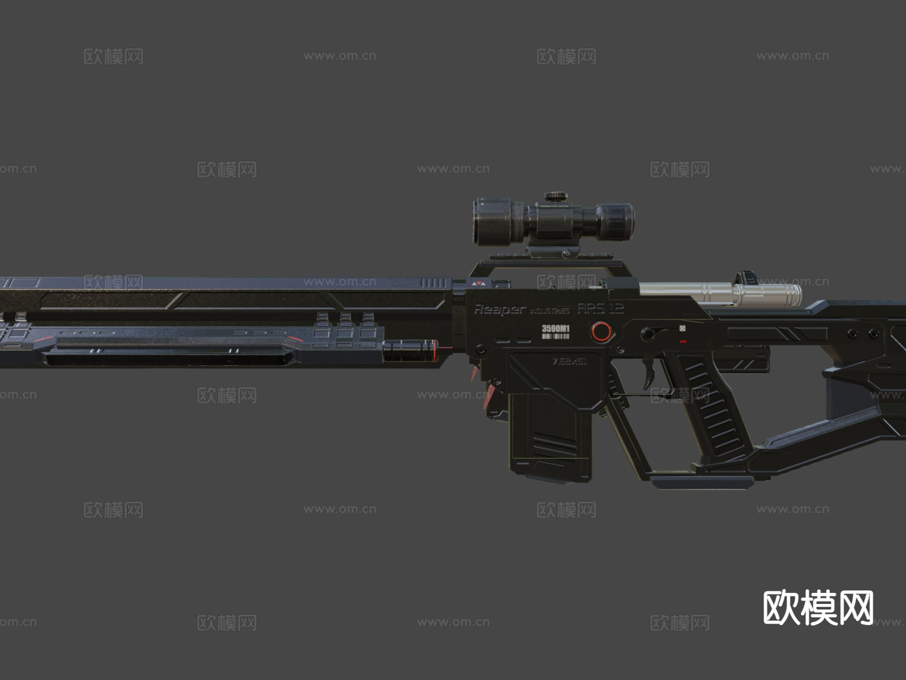 ARS12 狙击步枪 枪支 枪械su模型下载（渲染图6）