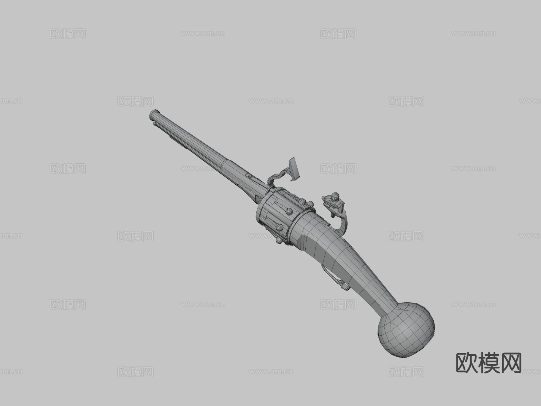 燧发左轮手枪su模型下载（渲染图1）
