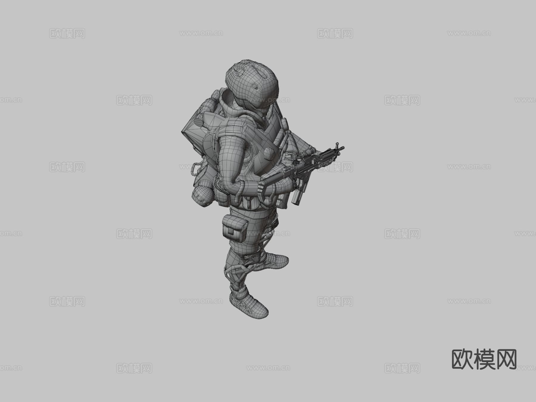 赛博朋克绿G机器人su模型下载（渲染图3）