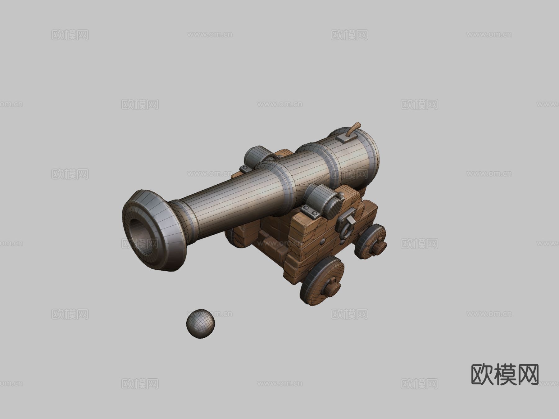 卡通海盗加农炮su模型下载（渲染图1）