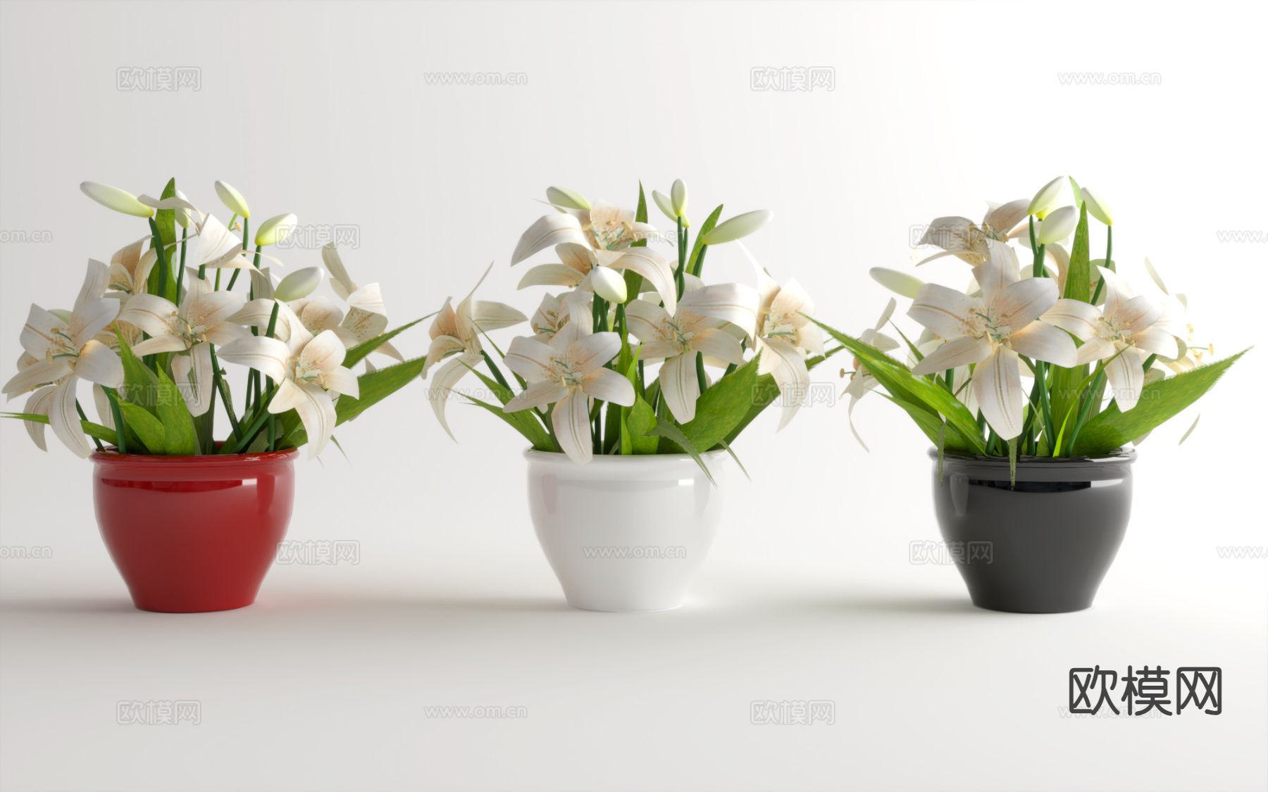 现代花瓶 花艺 插花 鲜花3d模型