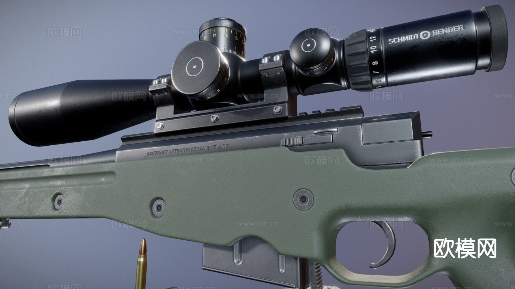 AWM狙击步枪su模型下载（渲染图2）