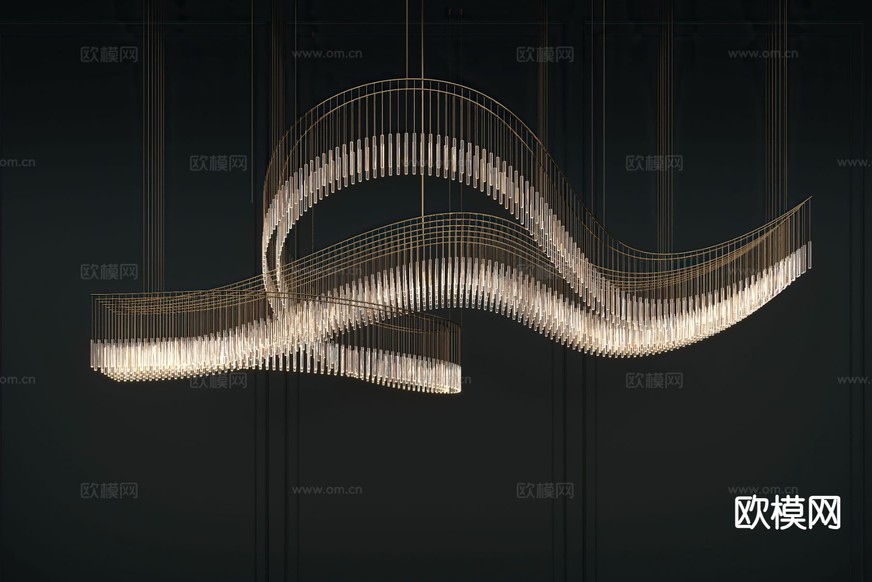 现代水晶吊灯3d模型下载_ID15423611_3dmax免费模型-欧模网