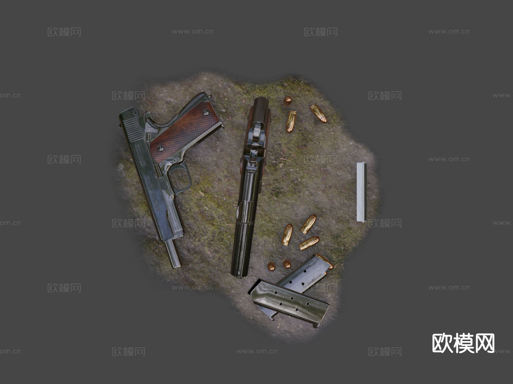 手枪 枪支 枪械su模型下载（渲染图7）