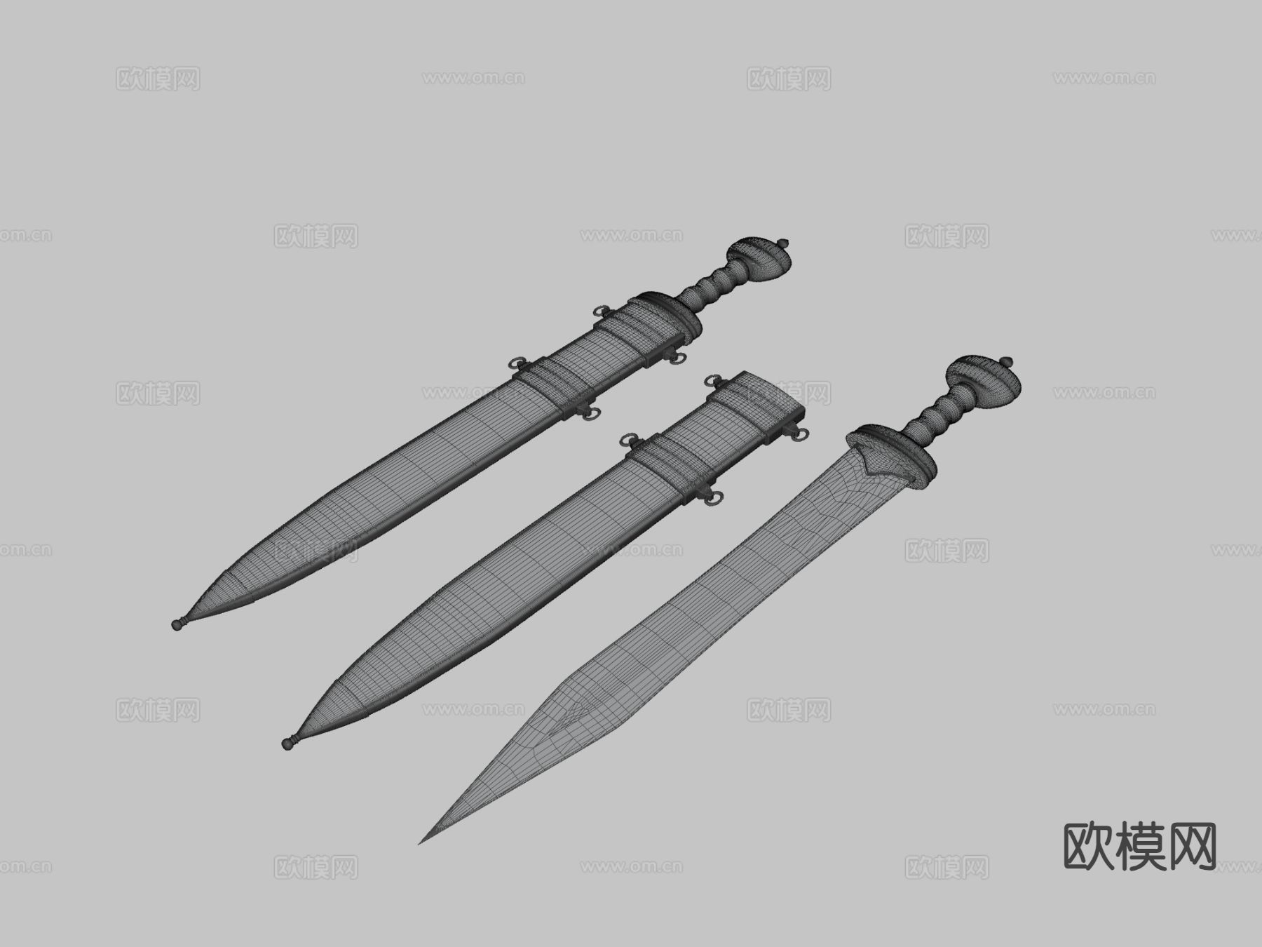罗马剑及剑鞘su模型下载（渲染图3）