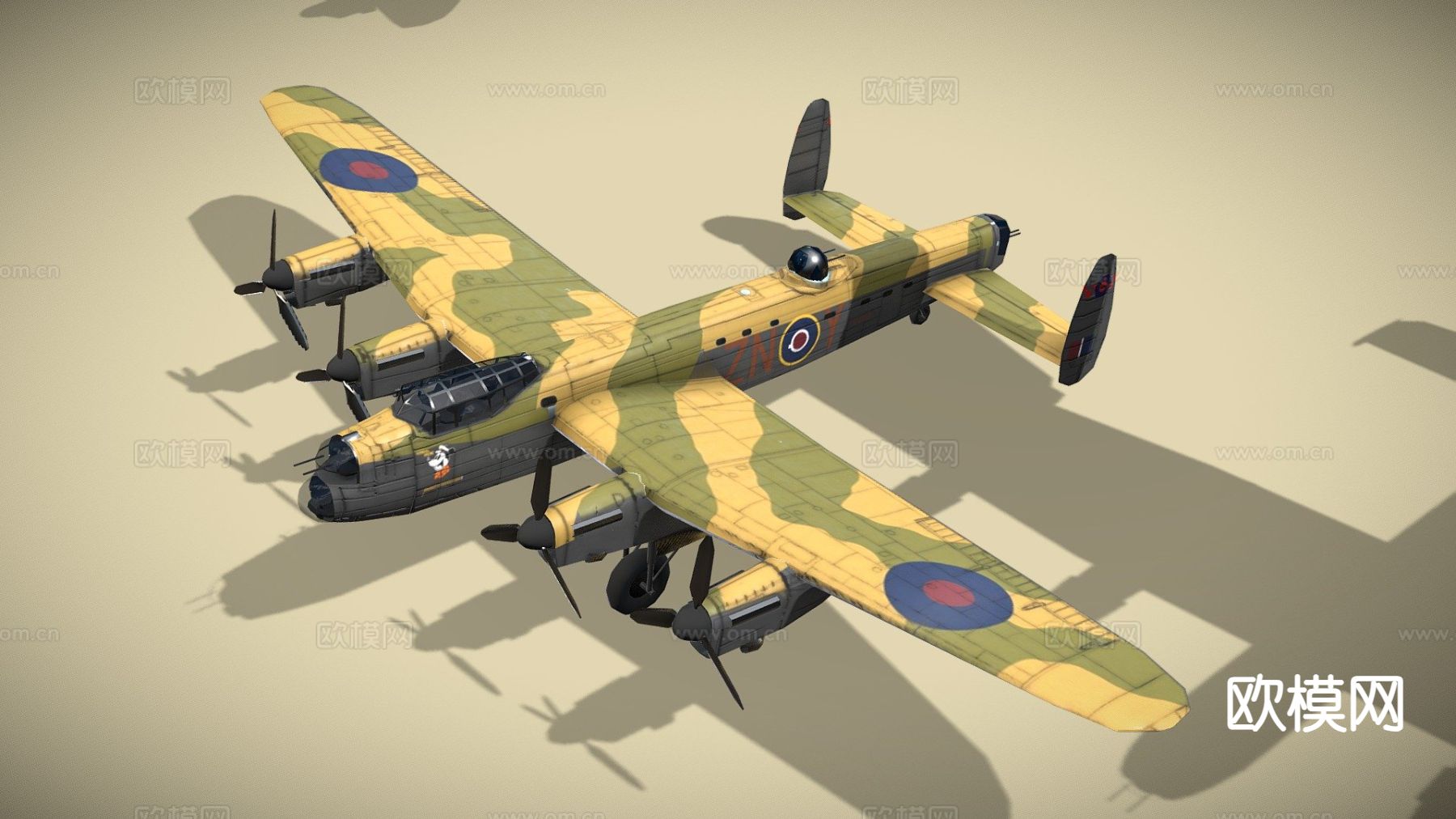 兰开斯特 战斗机 轰炸机su模型下载（渲染图2）