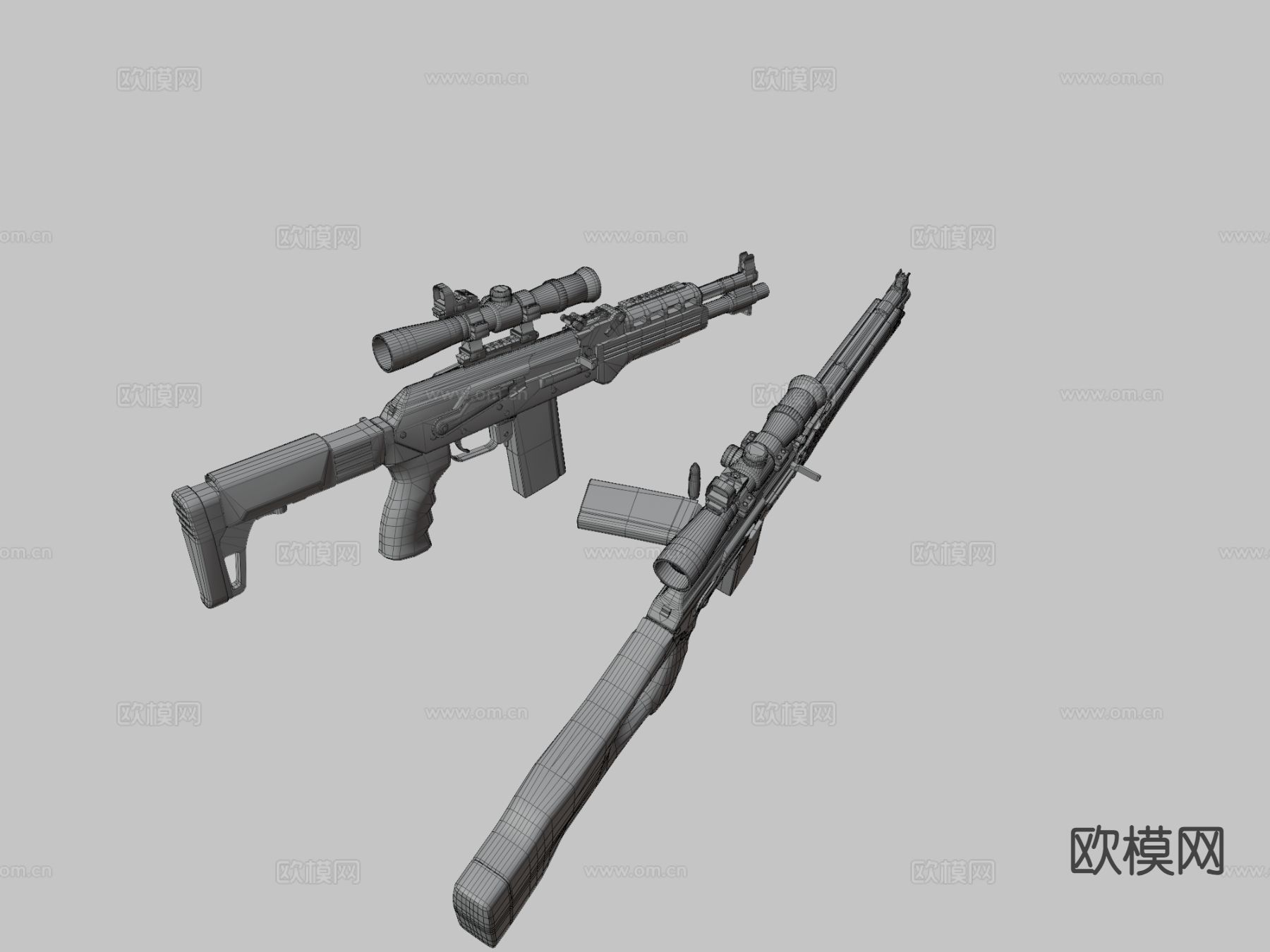 AK-47步枪su模型下载（渲染图4）