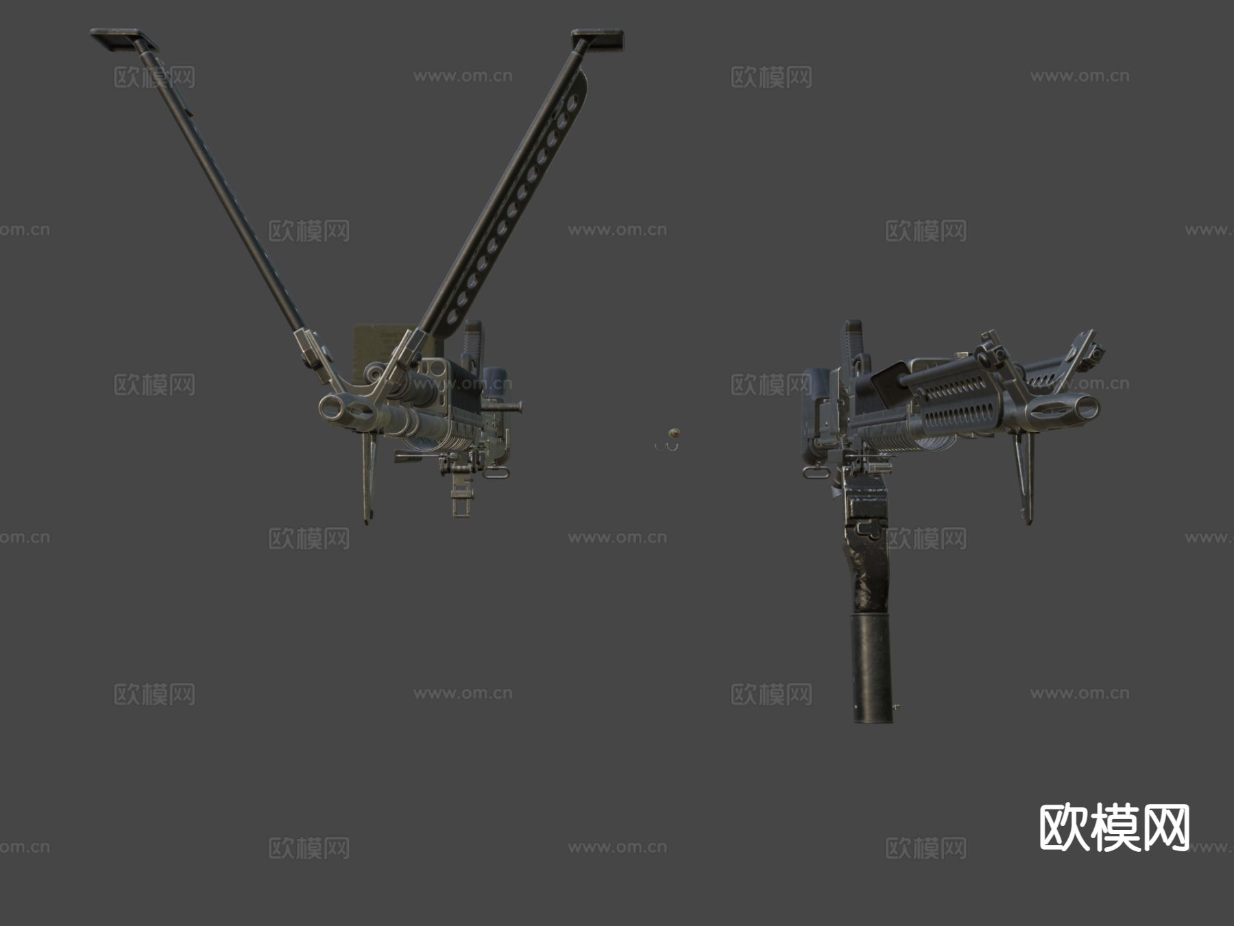 M60轻机枪su模型下载（渲染图6）