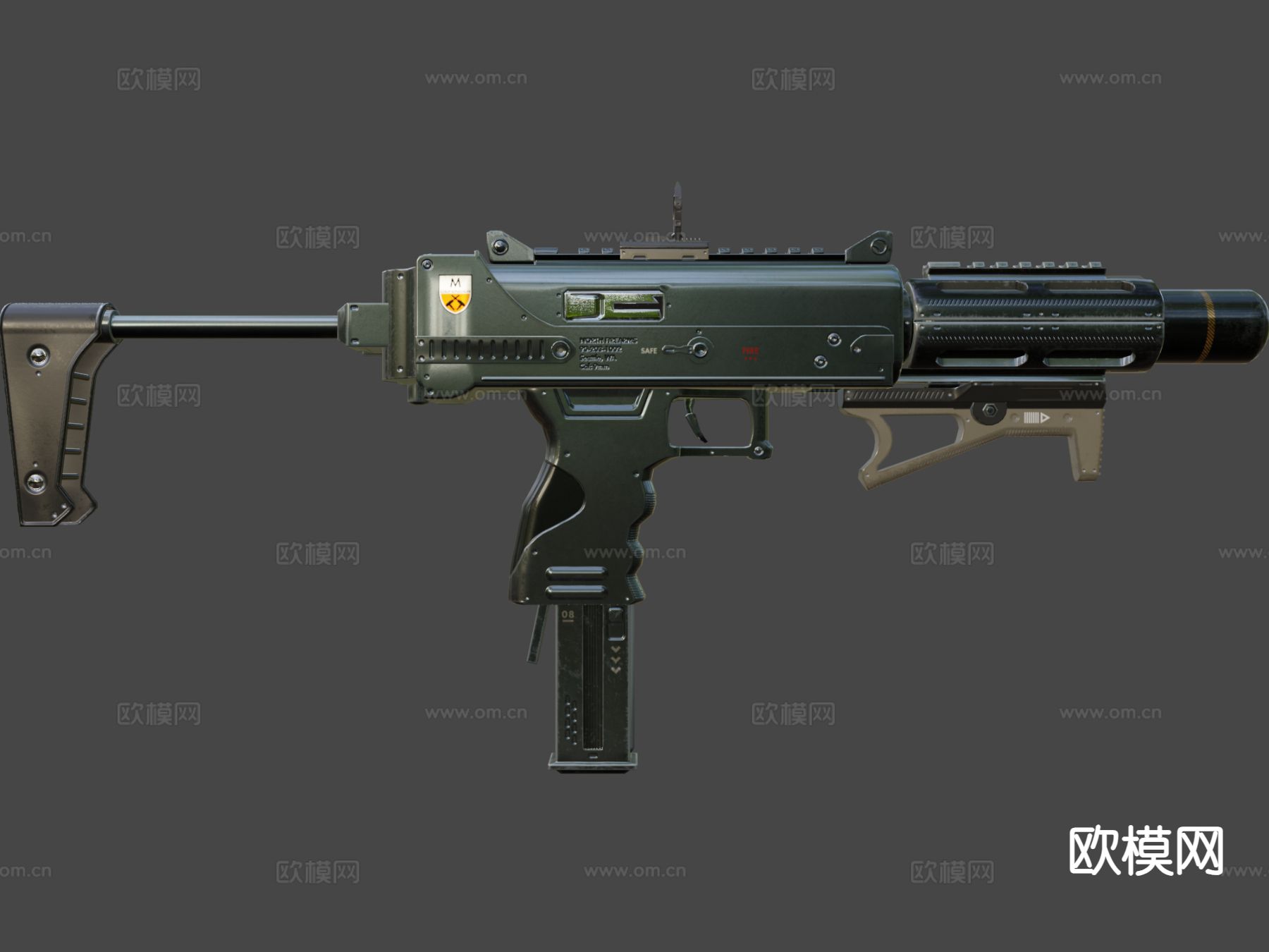 MP930变体冲锋枪su模型下载（渲染图4）