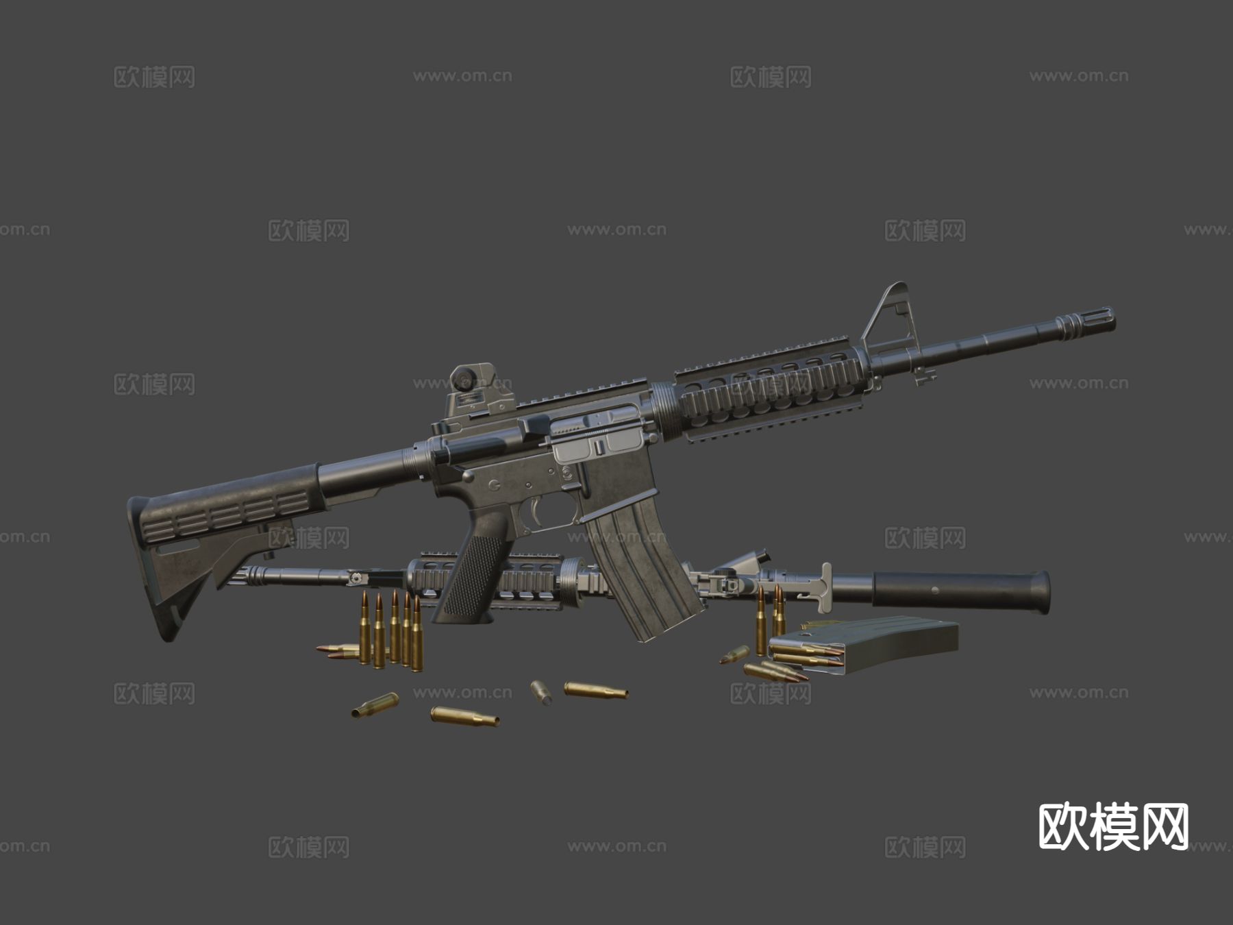 M4A1突击步枪su模型下载（渲染图5）