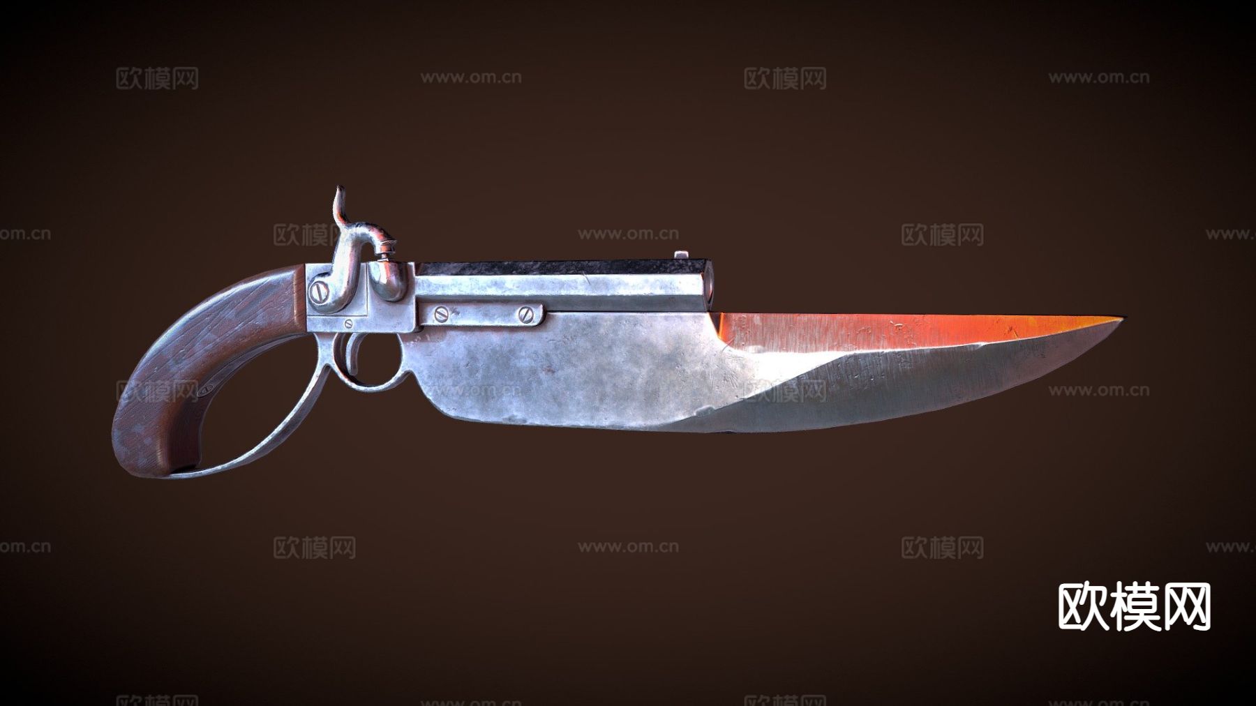匕首式手枪 枪支 枪械su模型下载（渲染图2）