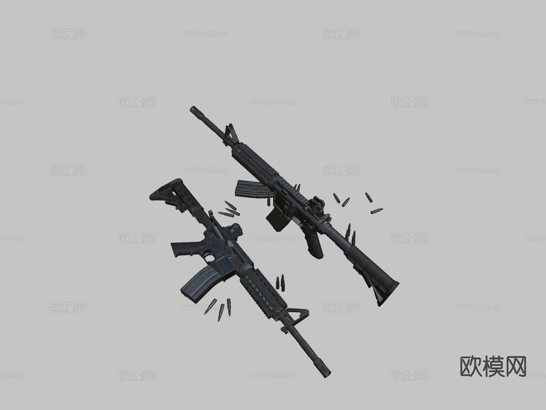 M4A1突击步枪su模型下载（渲染图1）