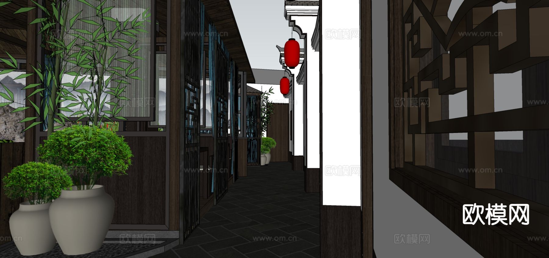 中餐厅 湘菜馆su模型下载（渲染图2）