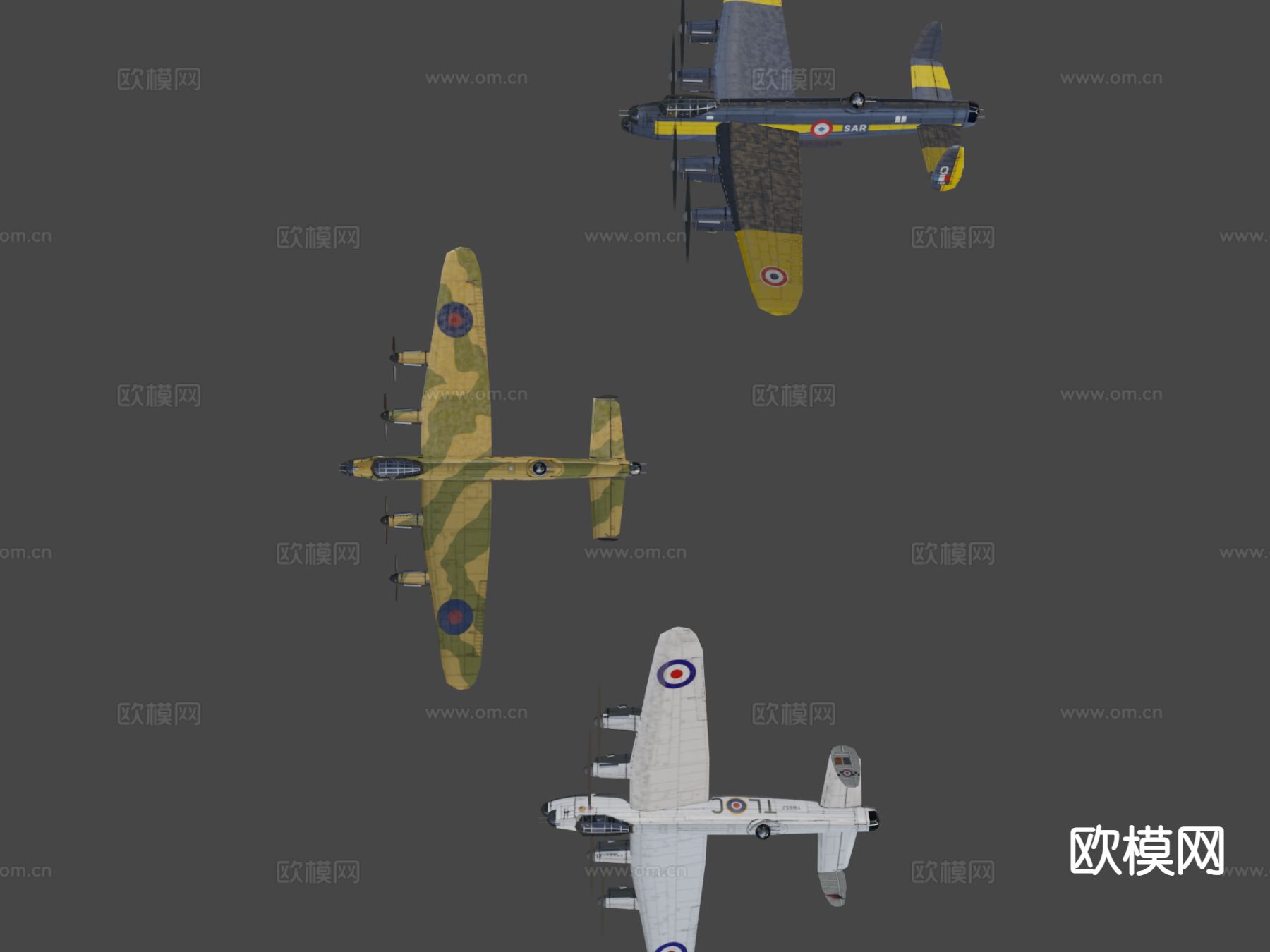 兰开斯特 战斗机 轰炸机su模型下载（渲染图7）