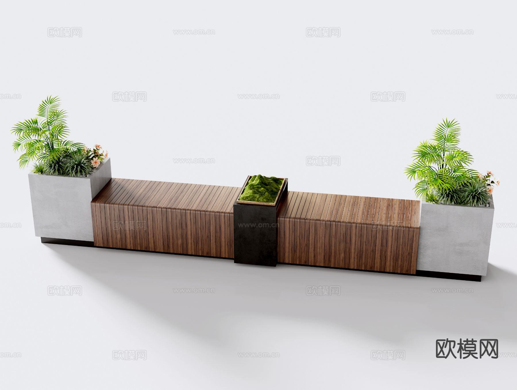 户外椅 树池椅 景观长椅su模型下载（渲染图2）