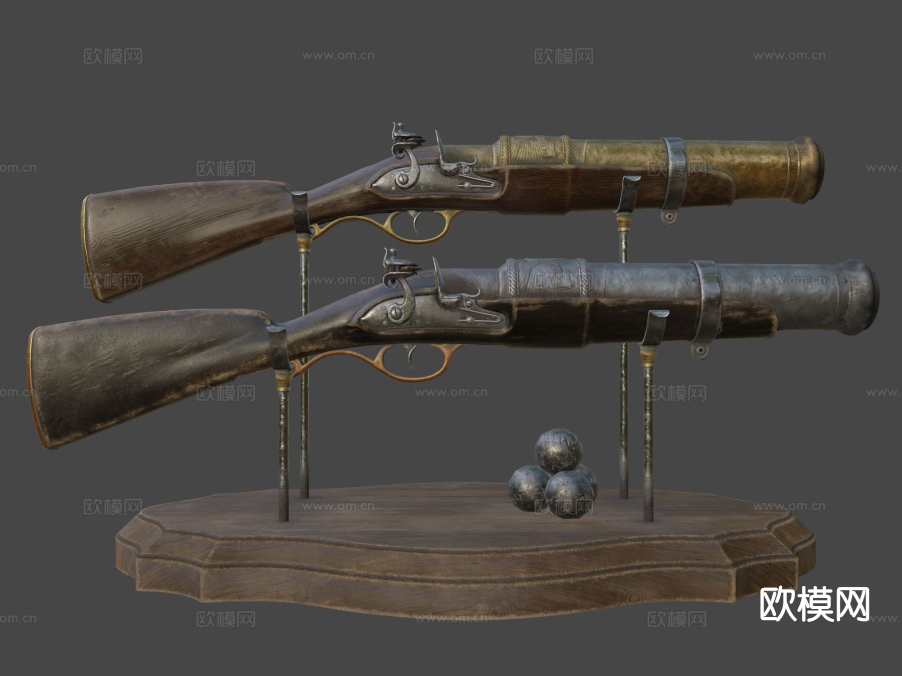燧发手炮su模型下载（渲染图4）