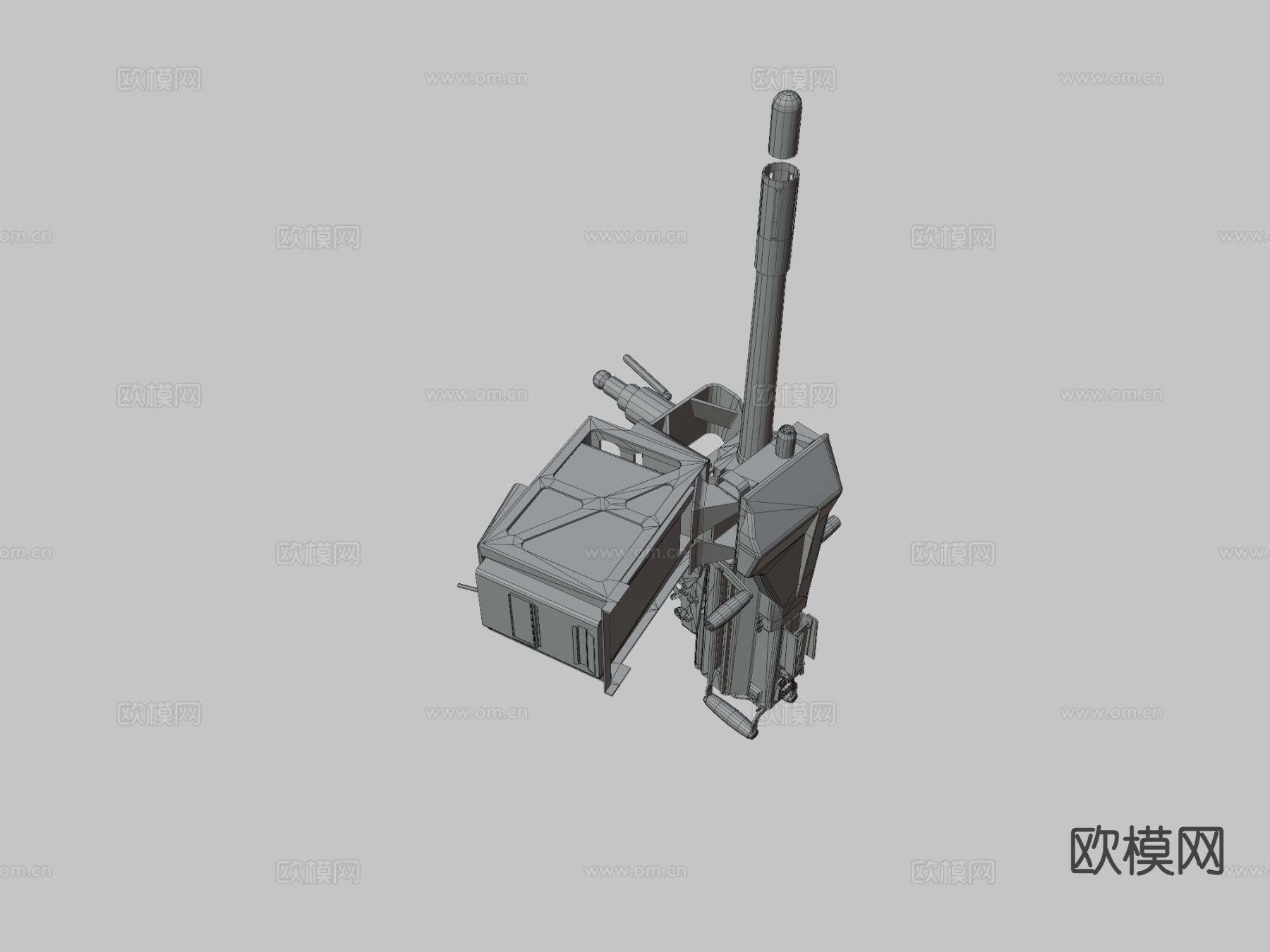 C型 火箭炮 榴弹炮 武器su模型下载（渲染图3）