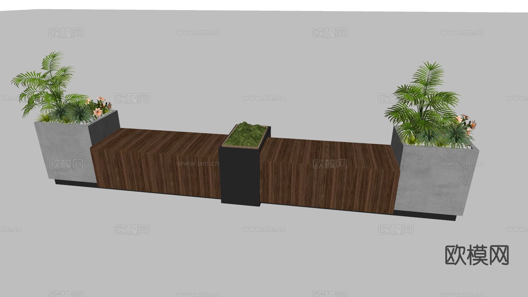 户外椅 树池椅 景观长椅su模型下载（渲染图1）