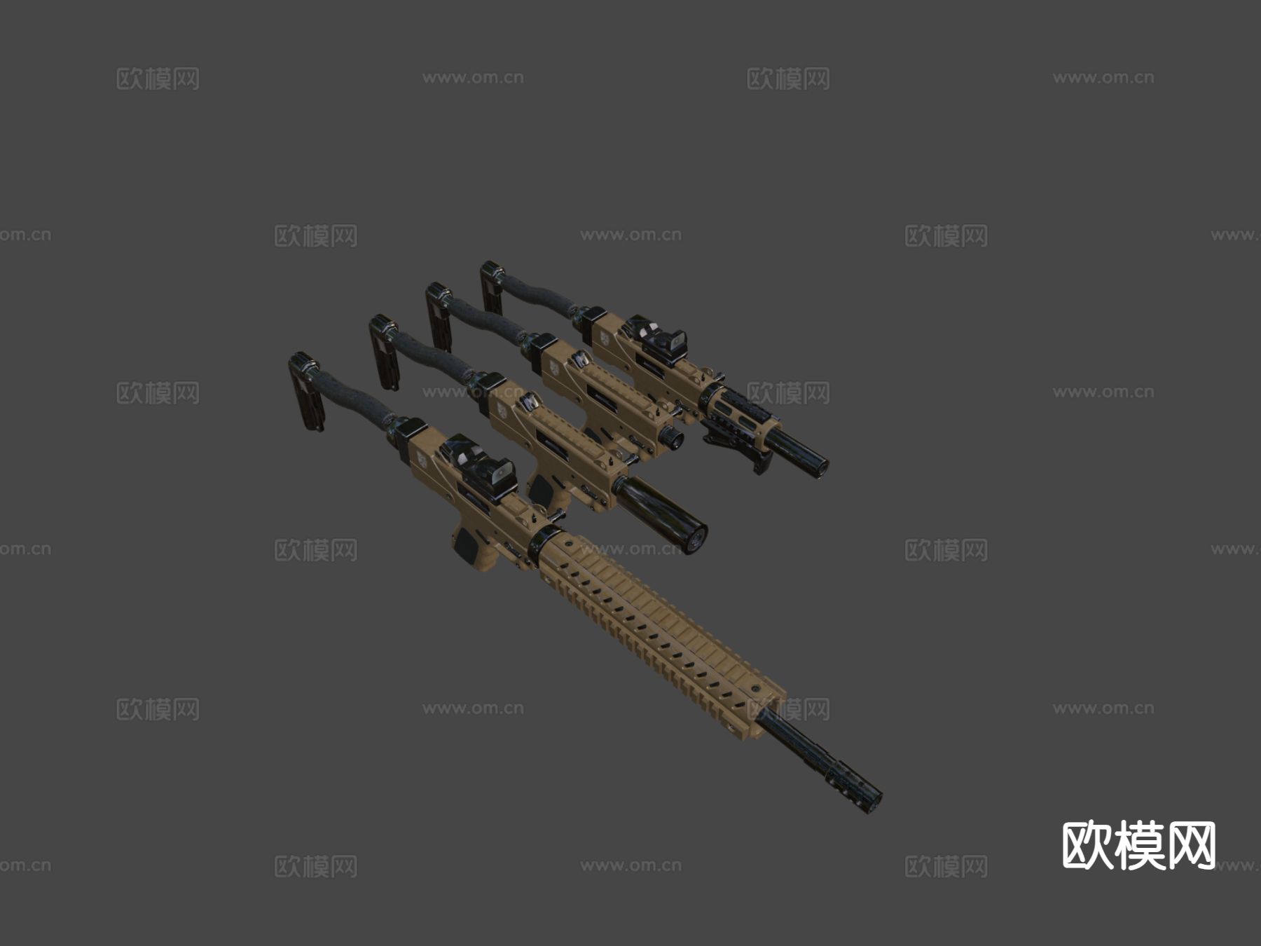 手枪与冲锋枪步枪su模型下载（渲染图4）