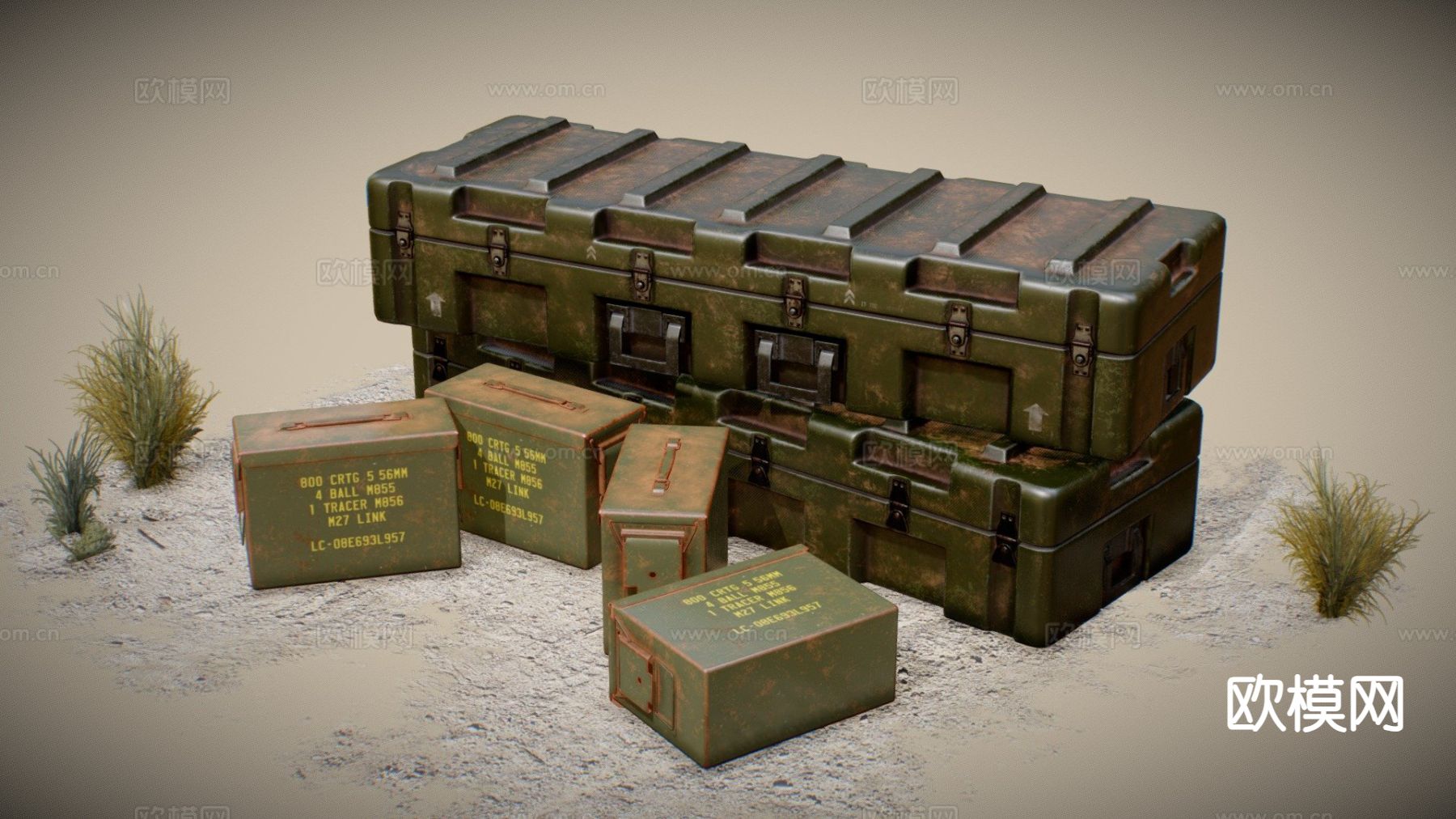 陆军弹药 武器箱su模型下载（渲染图2）
