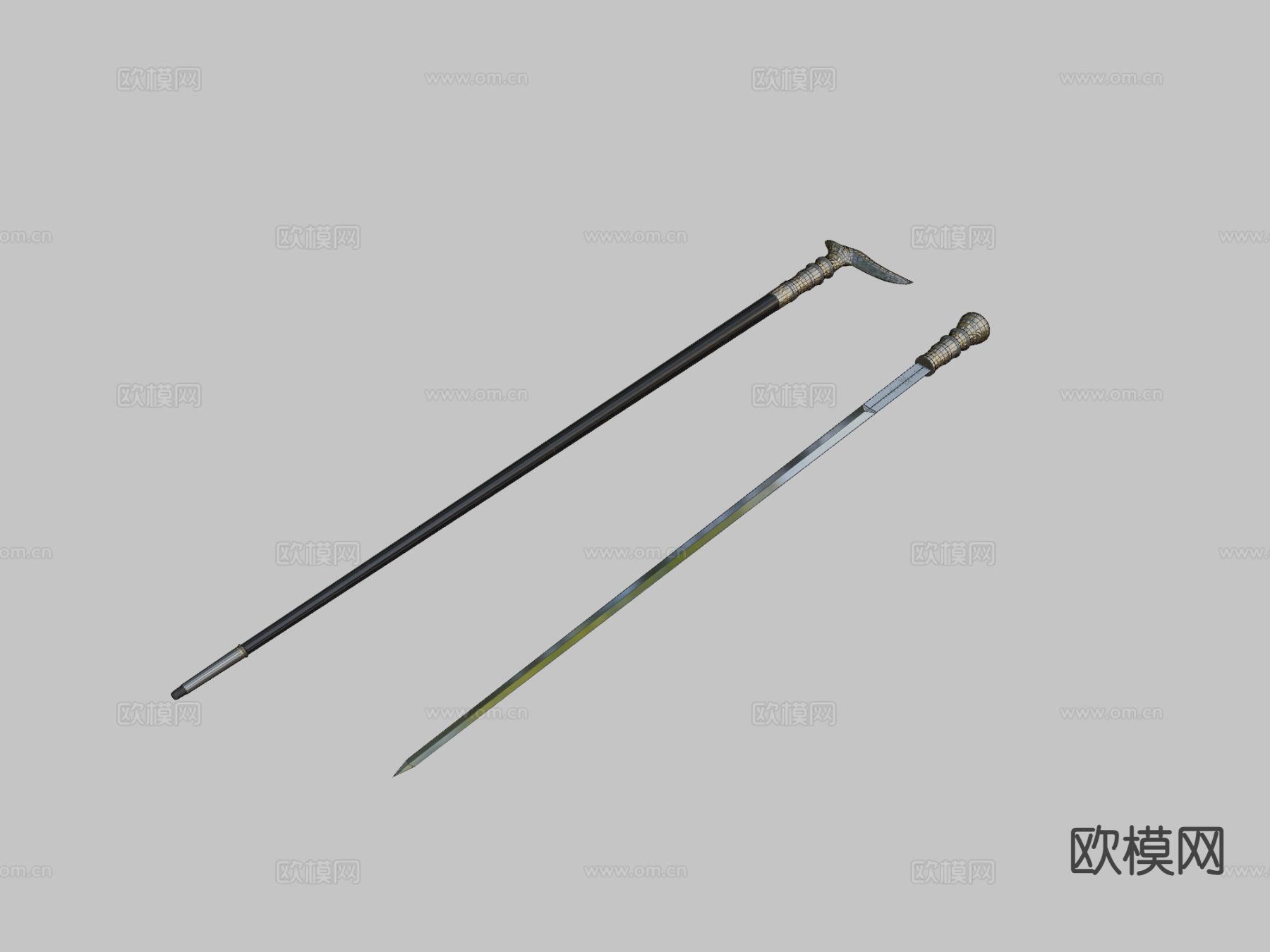 维多利亚手杖剑su模型下载（渲染图4）
