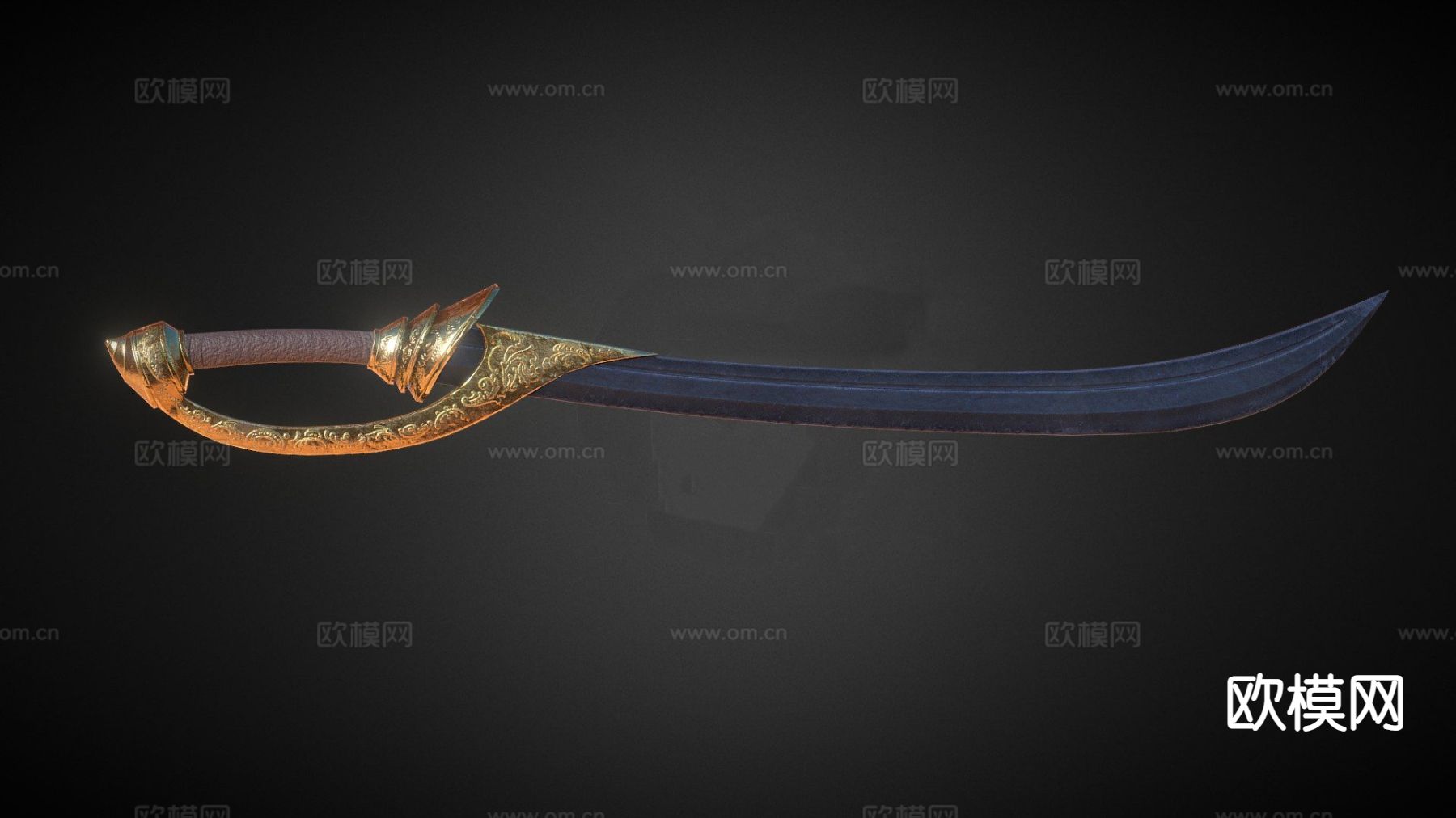海盗军刀 弯刀su模型下载（渲染图2）