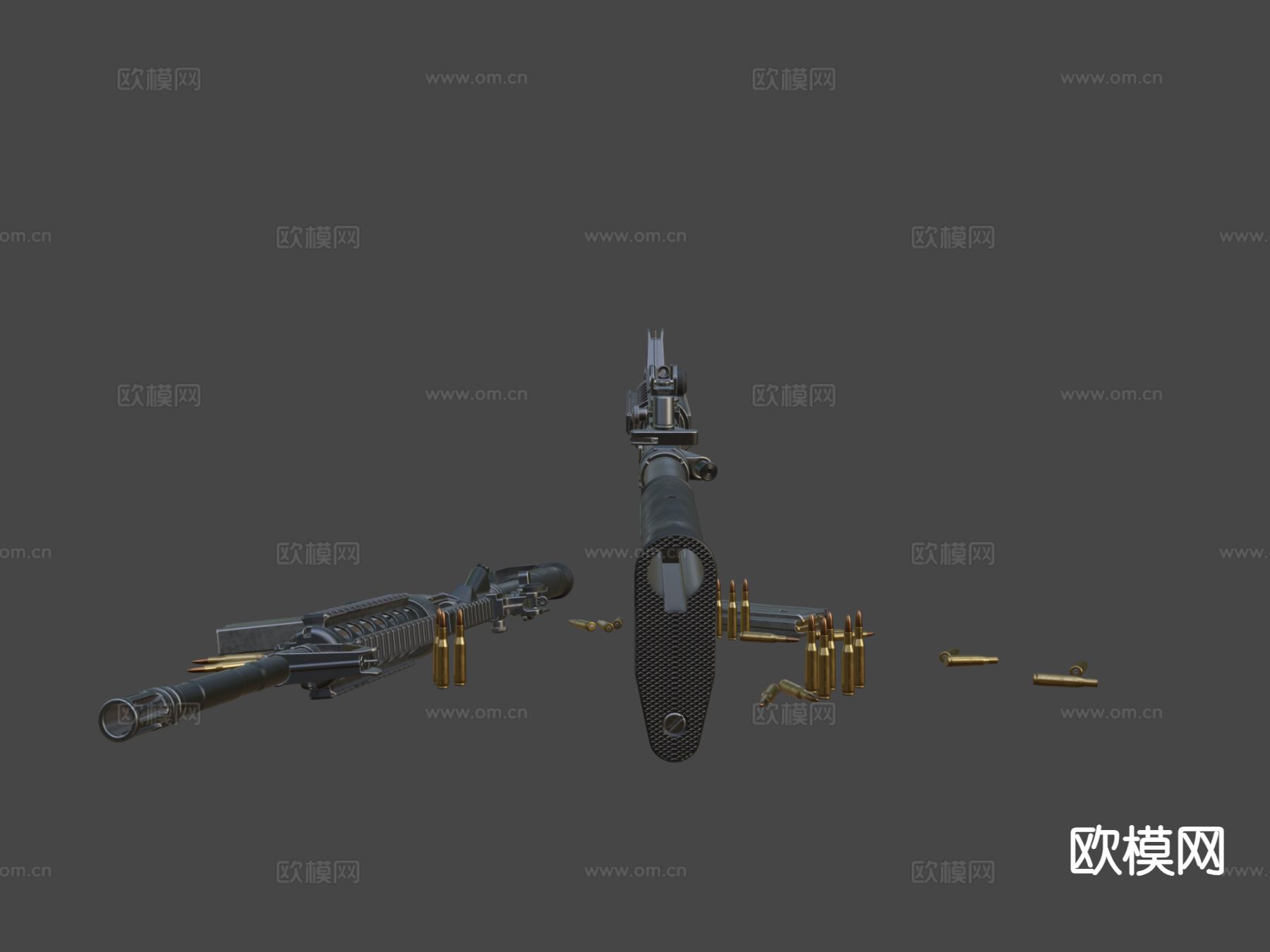 M4A1突击步枪su模型下载（渲染图7）