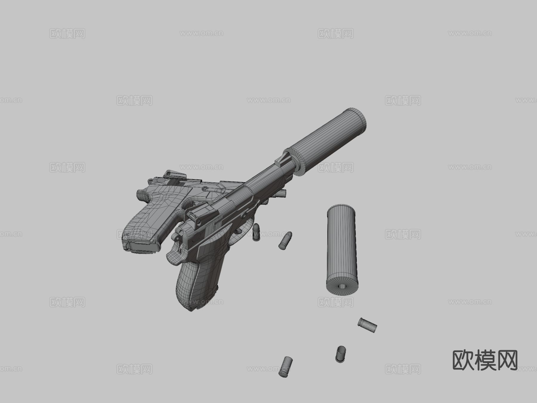 手枪 枪支 枪械su模型下载（渲染图3）