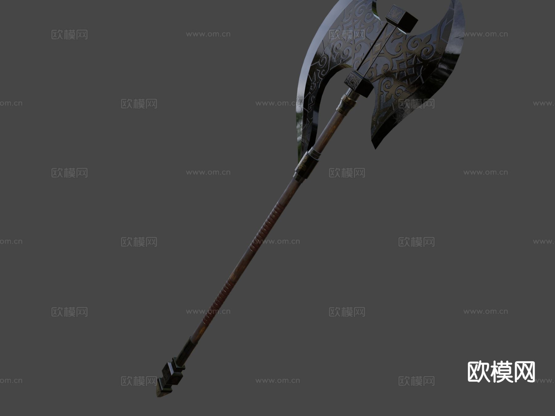 金玫瑰战斧su模型下载（渲染图7）