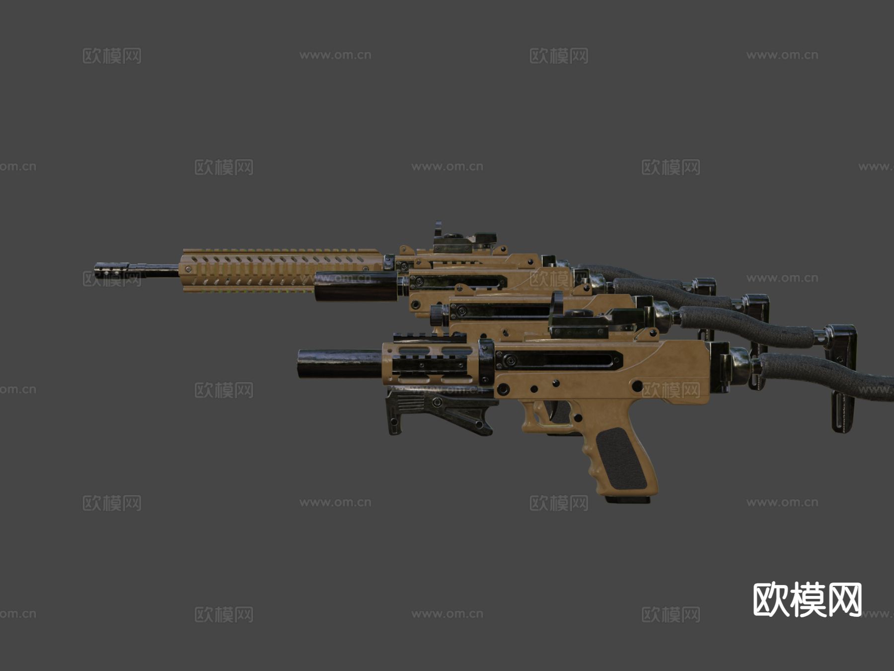 手枪与冲锋枪步枪su模型下载（渲染图5）