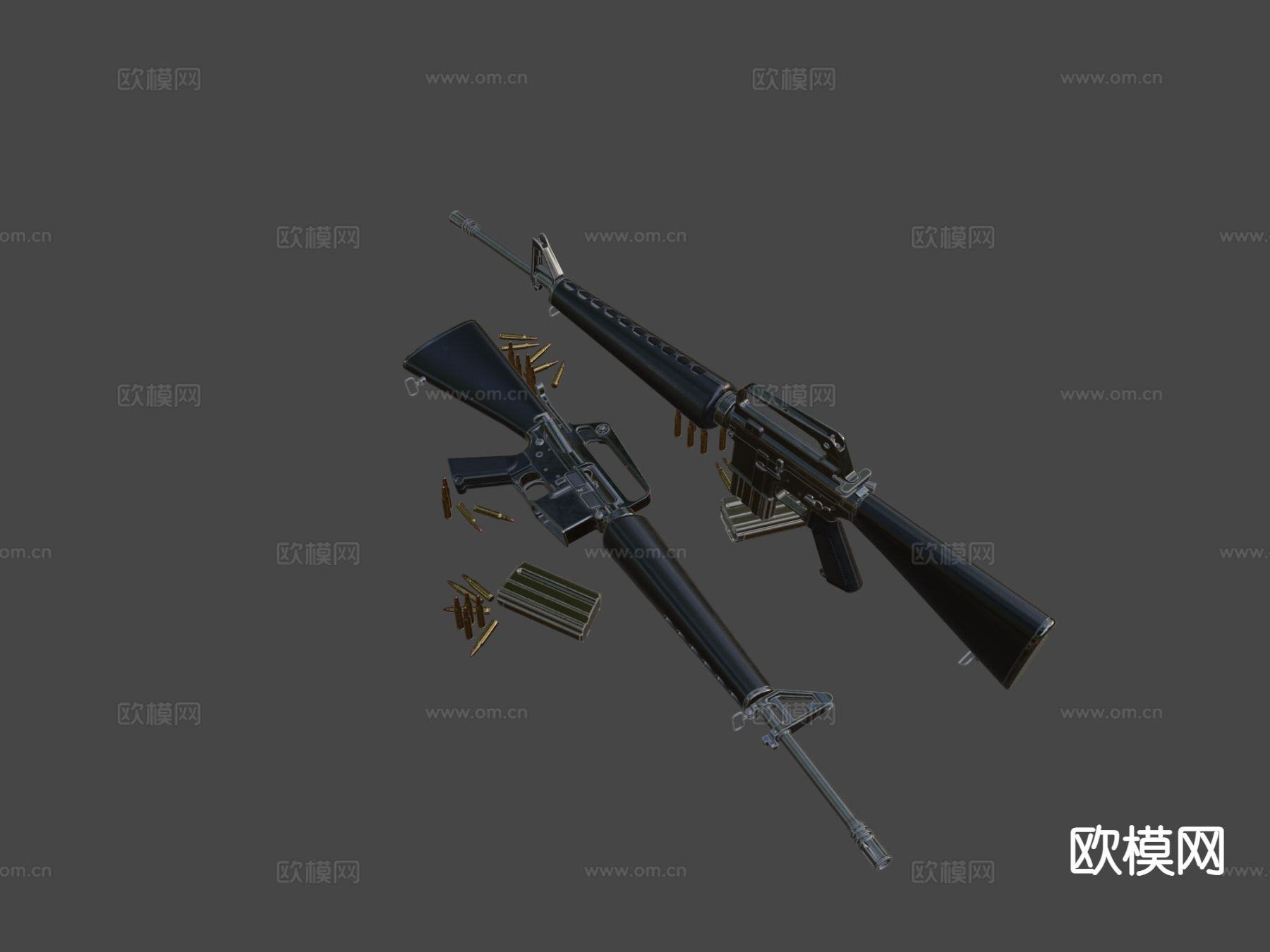 M16A1突击步枪su模型下载（渲染图6）