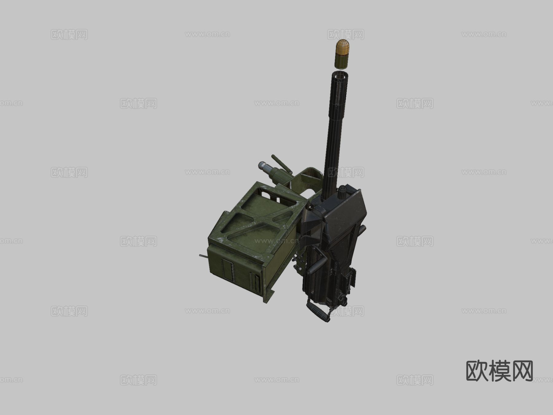 C型 火箭炮 榴弹炮 武器su模型下载（渲染图1）