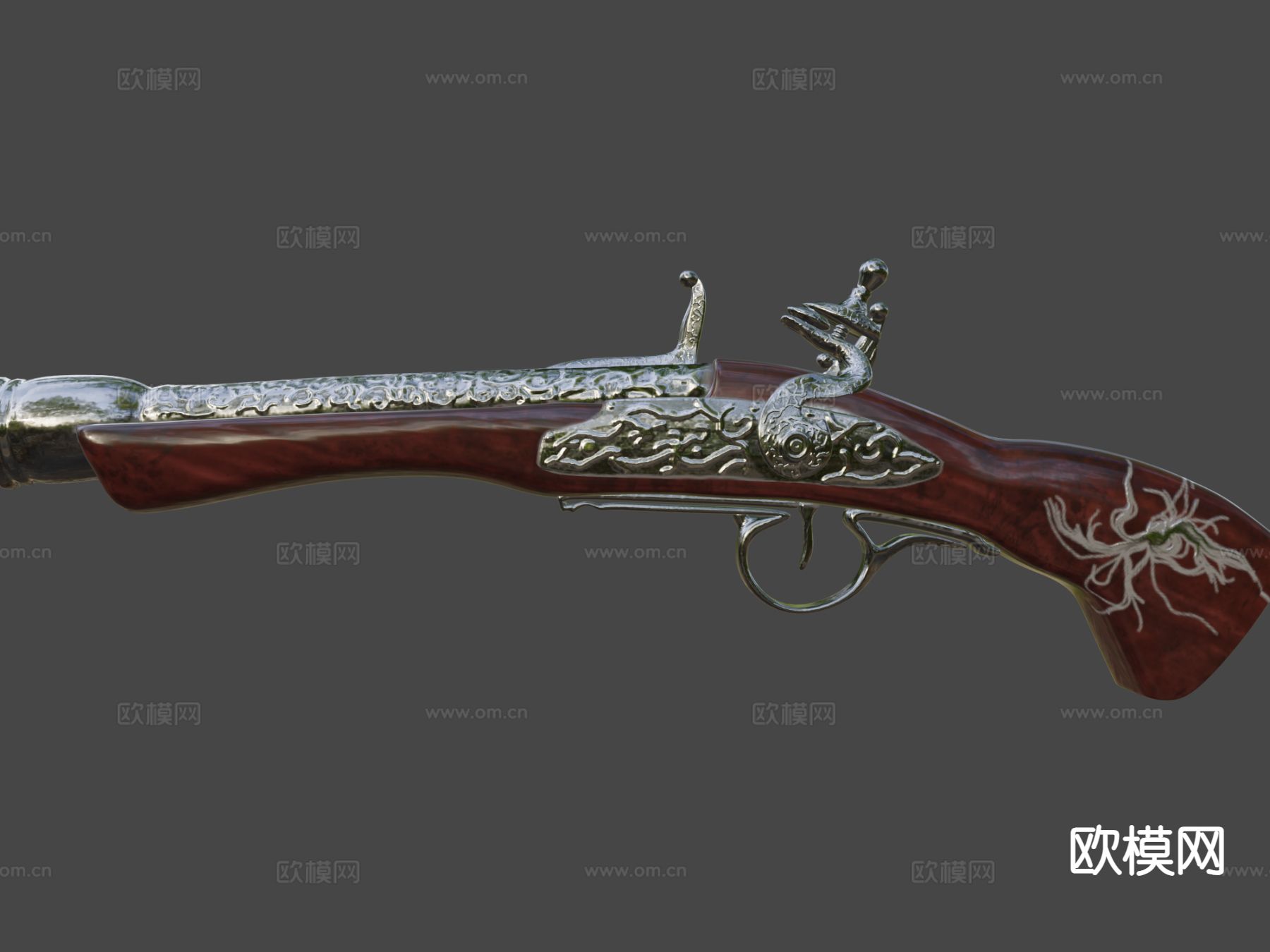 燧发枪 枪支 枪械su模型下载（渲染图2）