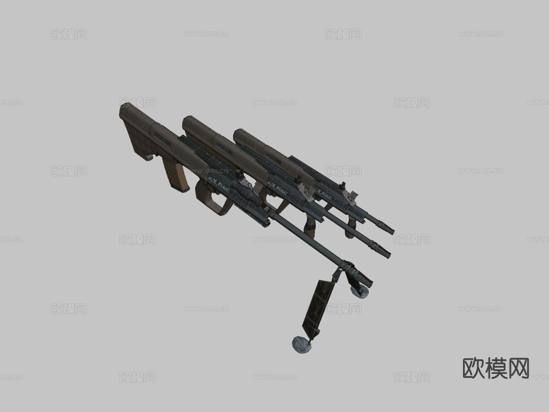 Aug武器冲锋枪su模型下载（渲染图3）