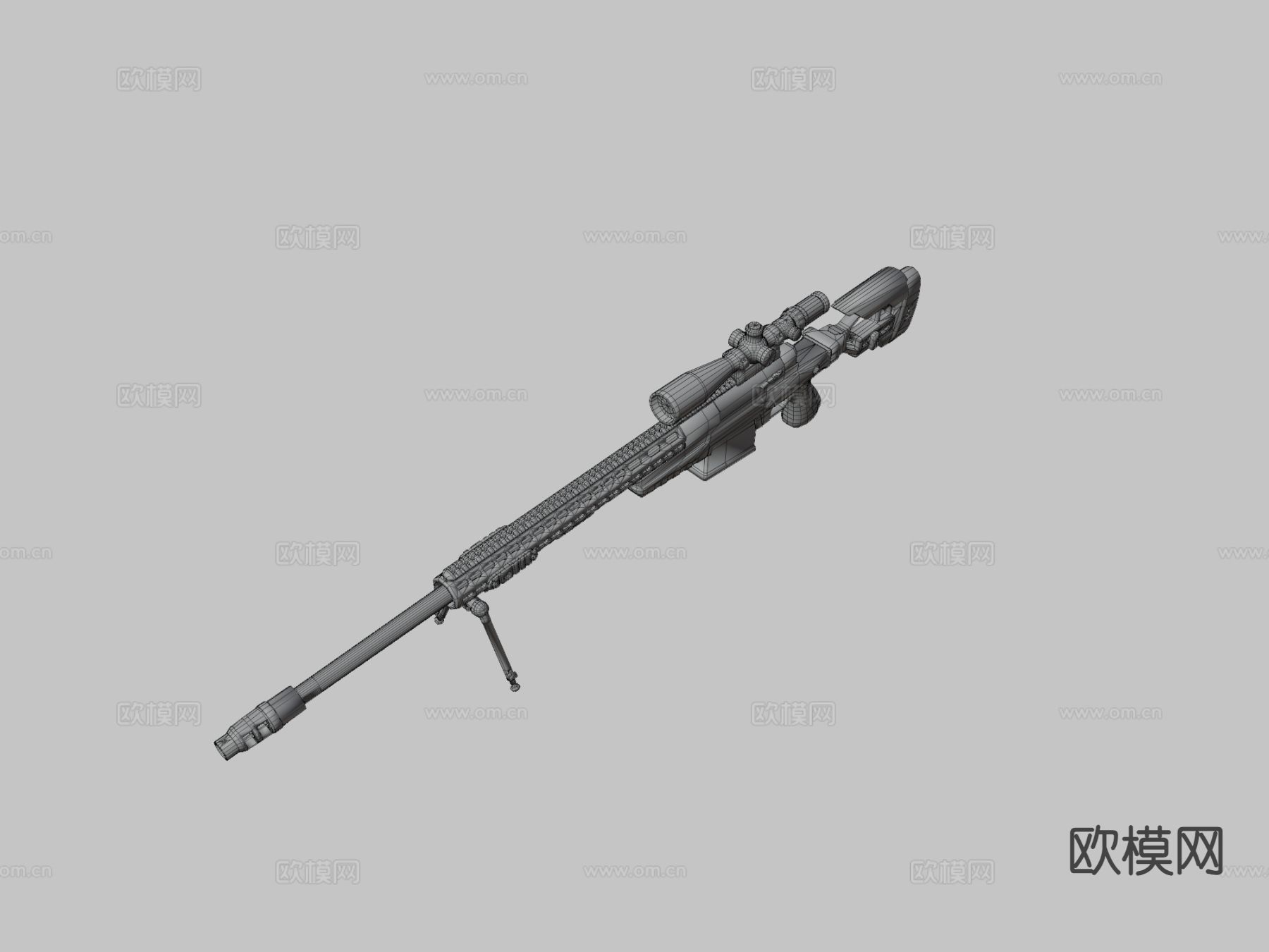 狙击步枪su模型下载（渲染图1）