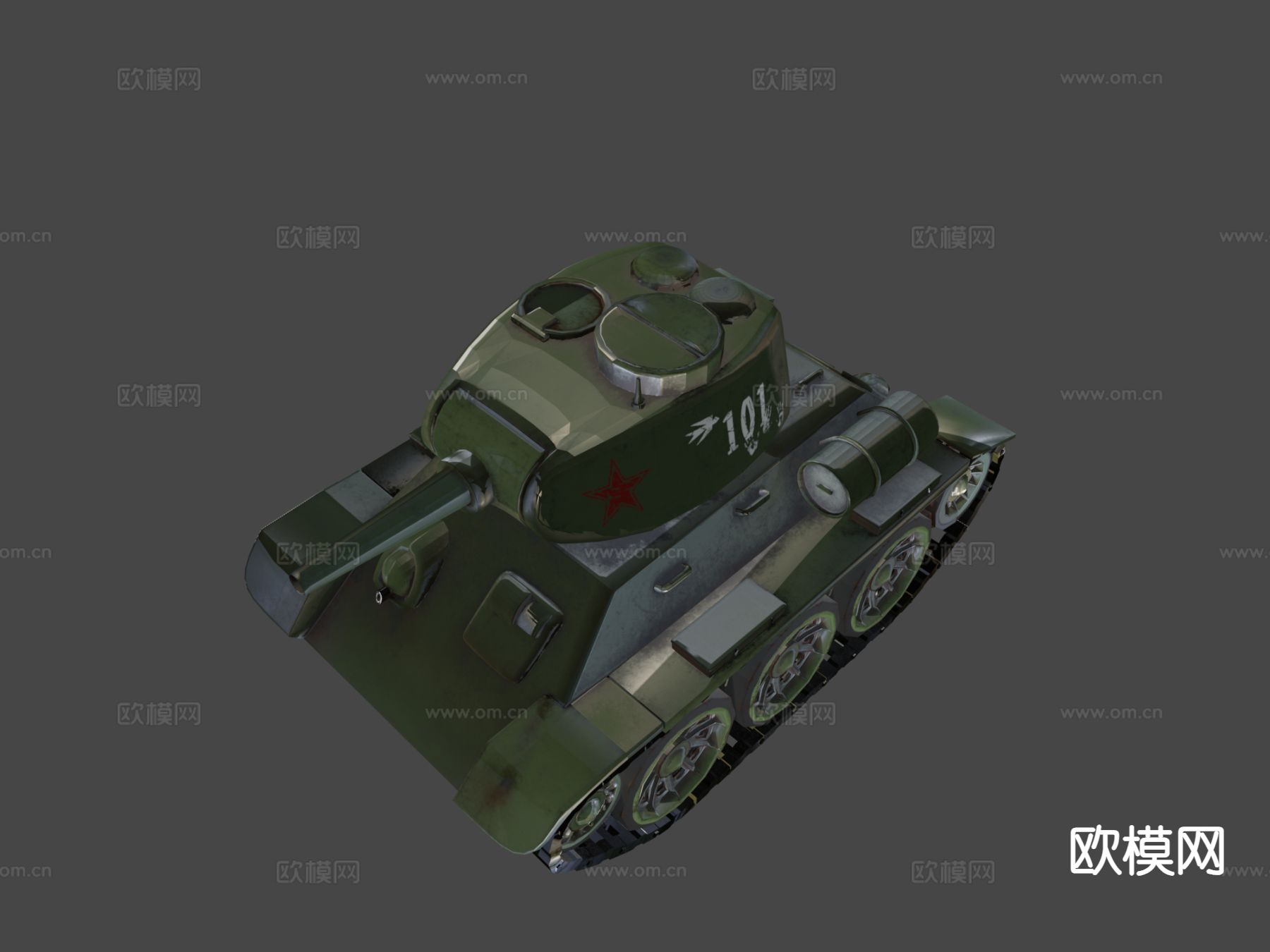 迷你T34坦克 履带车 装甲车su模型下载（渲染图3）