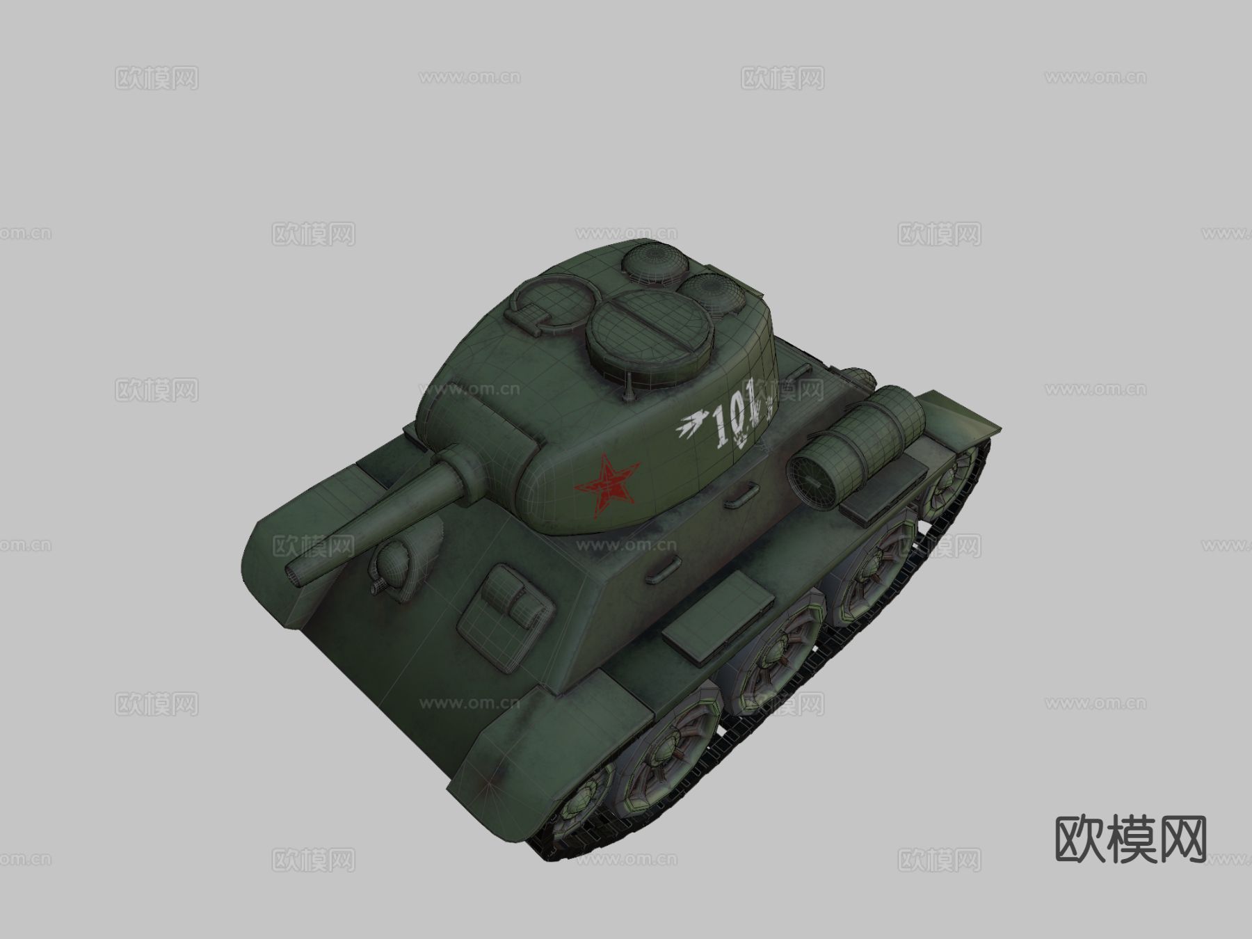 迷你T34坦克 履带车 装甲车su模型下载（渲染图1）