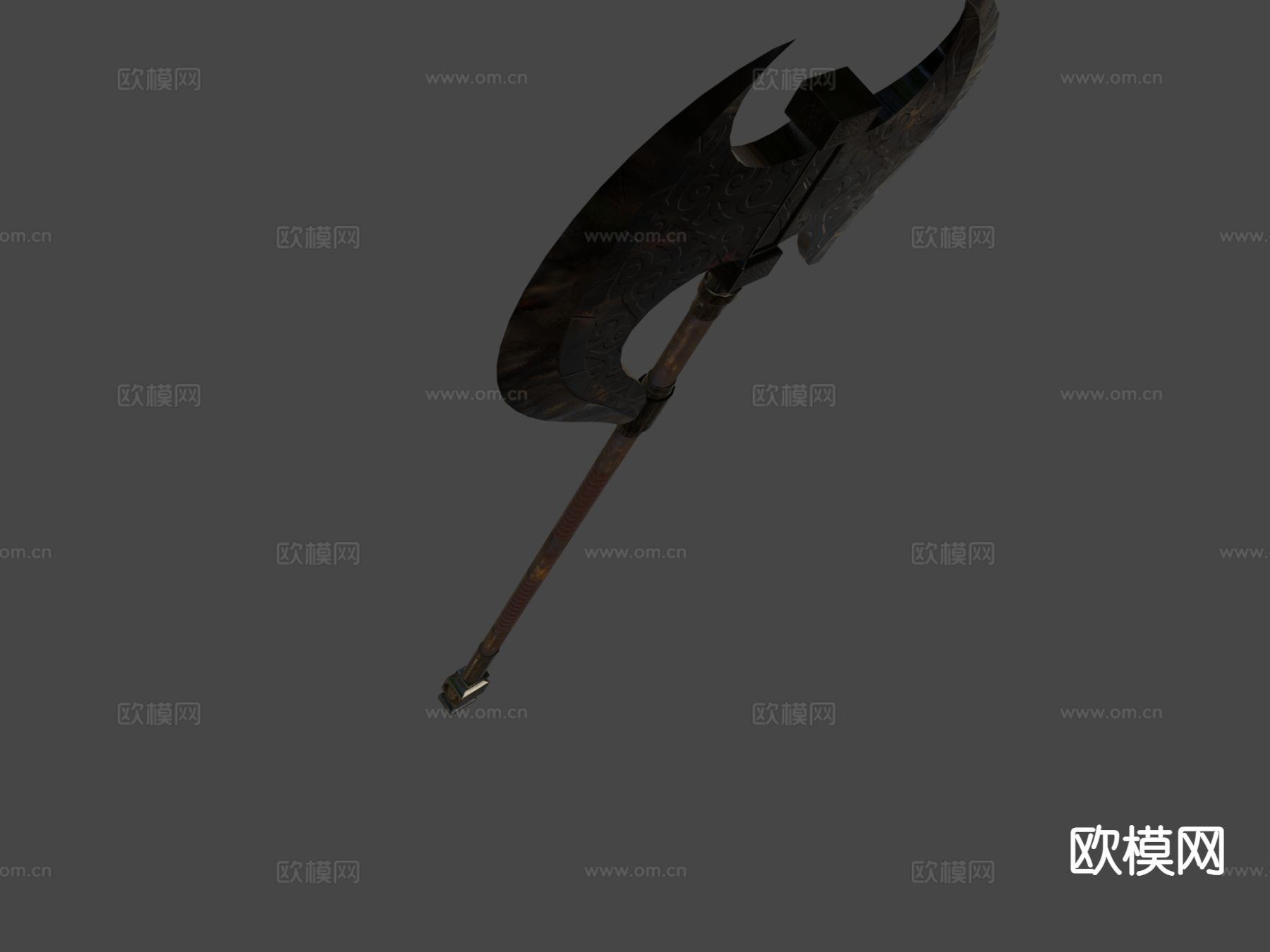 金玫瑰战斧su模型下载（渲染图5）