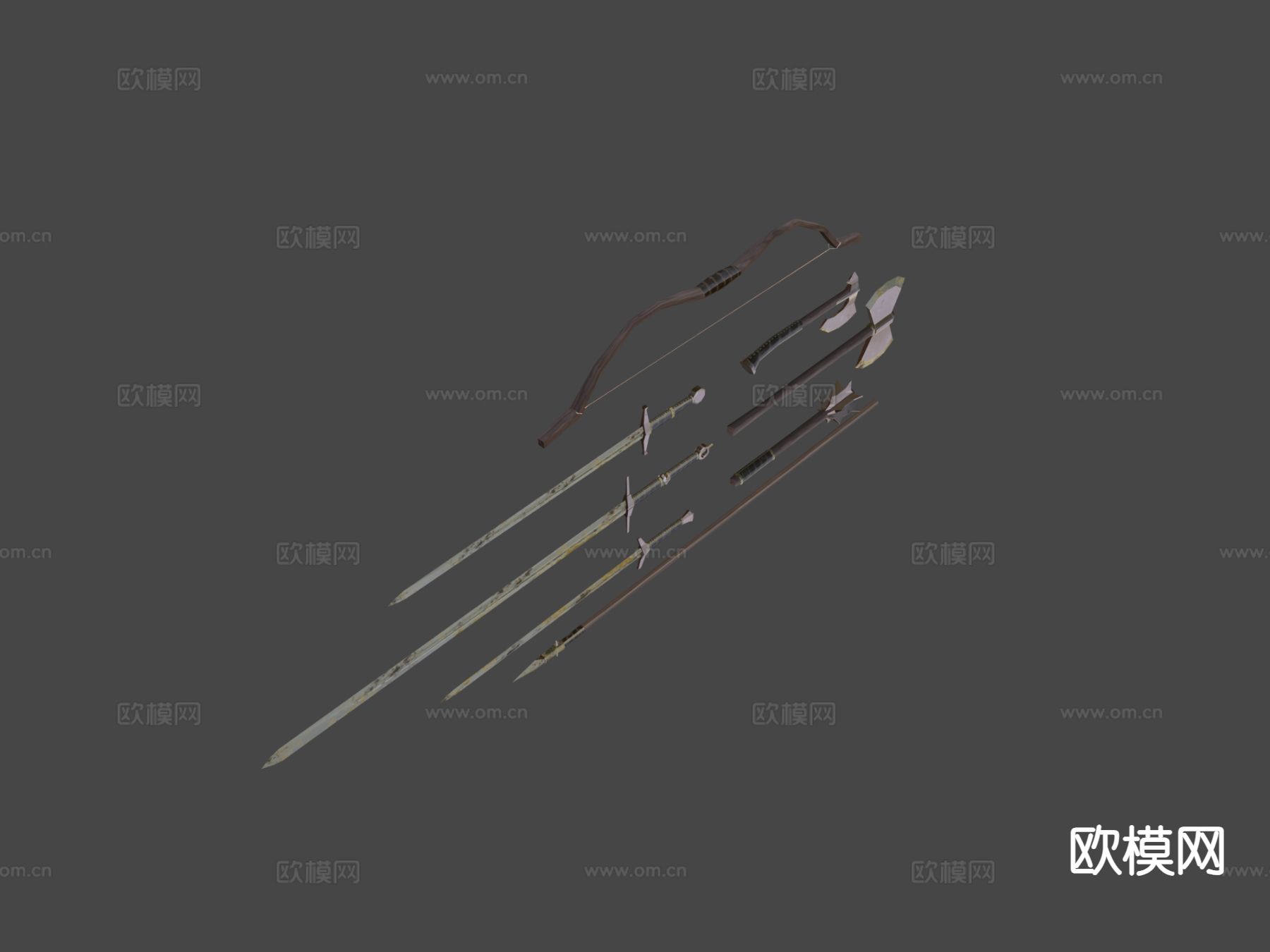 生锈的强盗武器套装su模型下载（渲染图7）