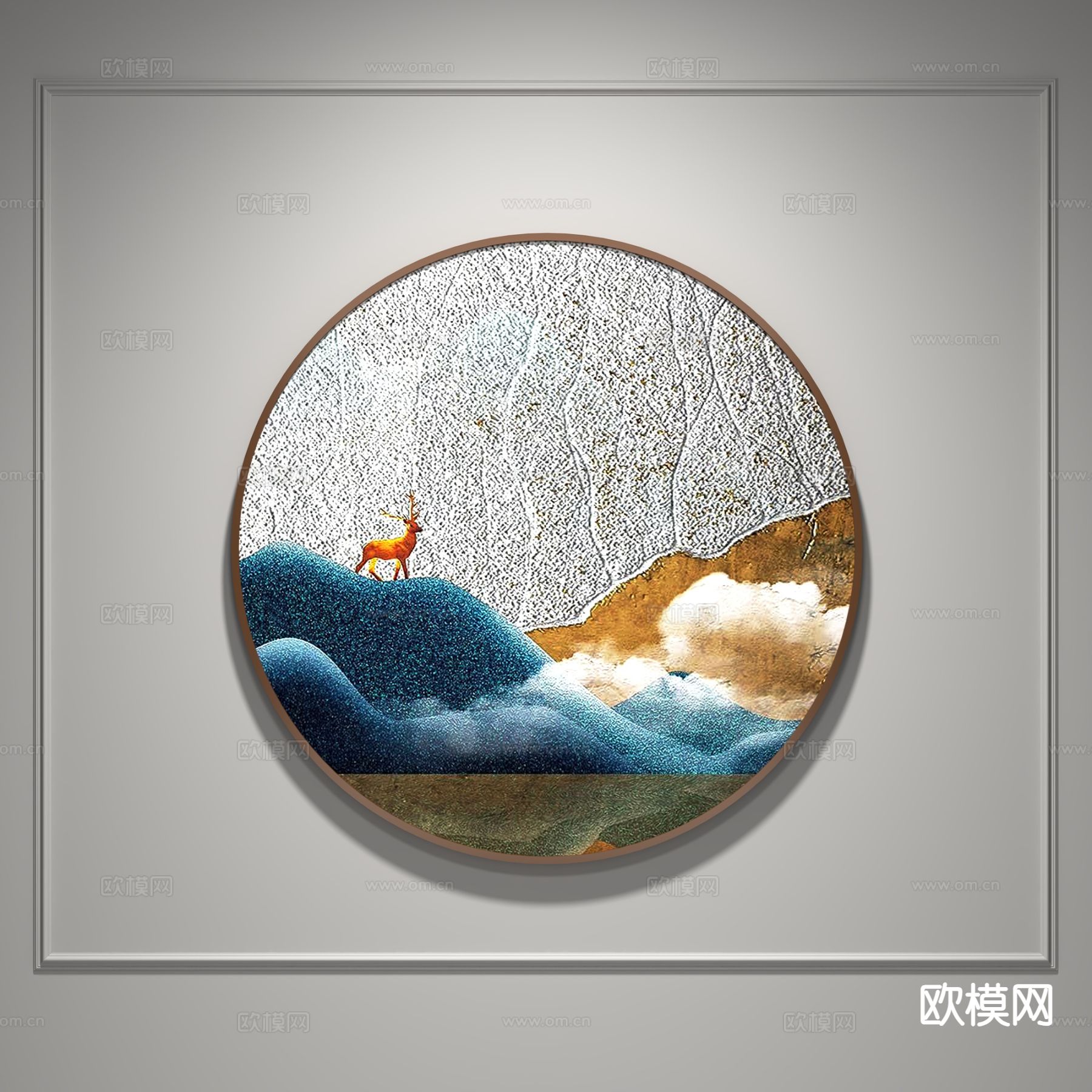 新中式装饰画 挂画 肌理画3d模型