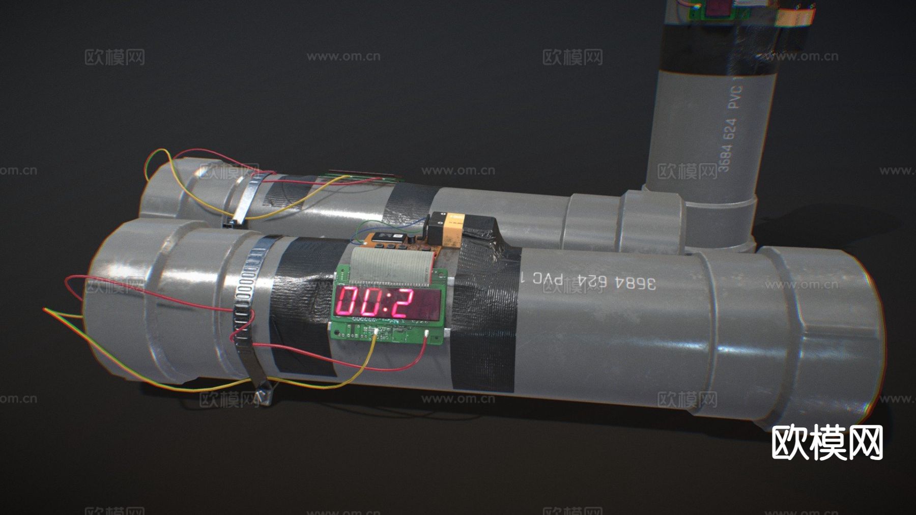 管炸弹su模型下载（渲染图2）