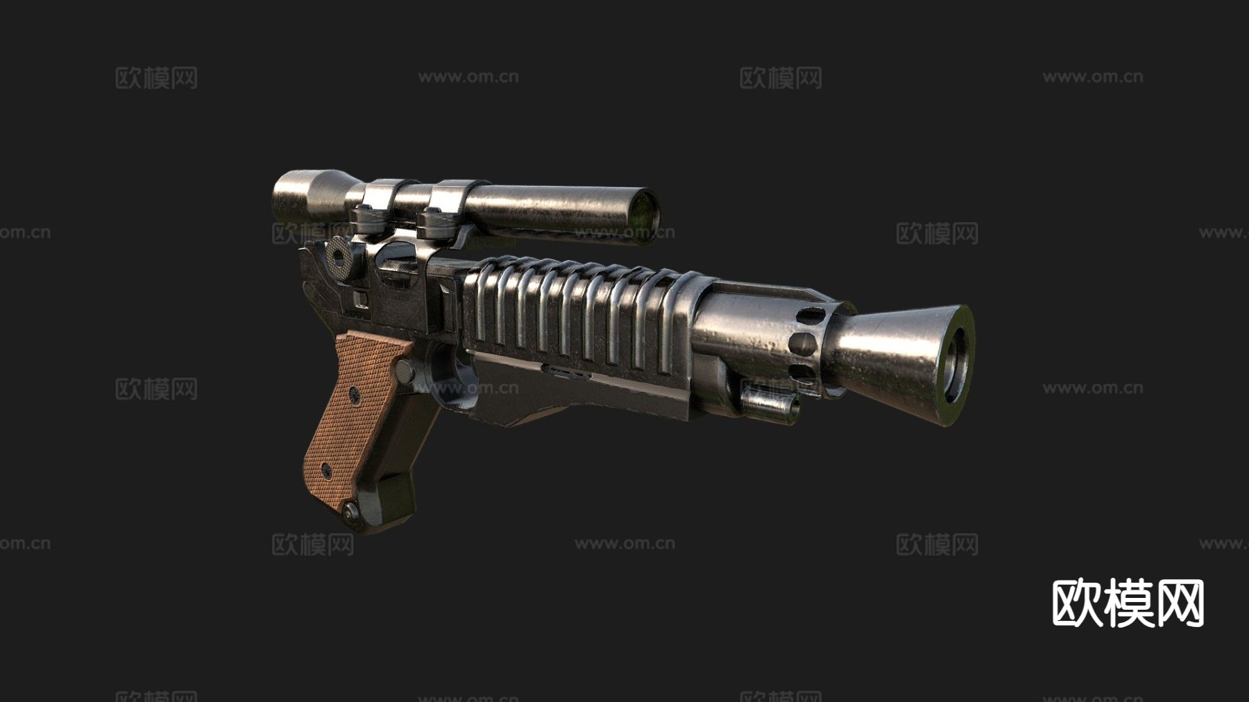 重型爆破手枪 枪支 枪械su模型下载（渲染图2）