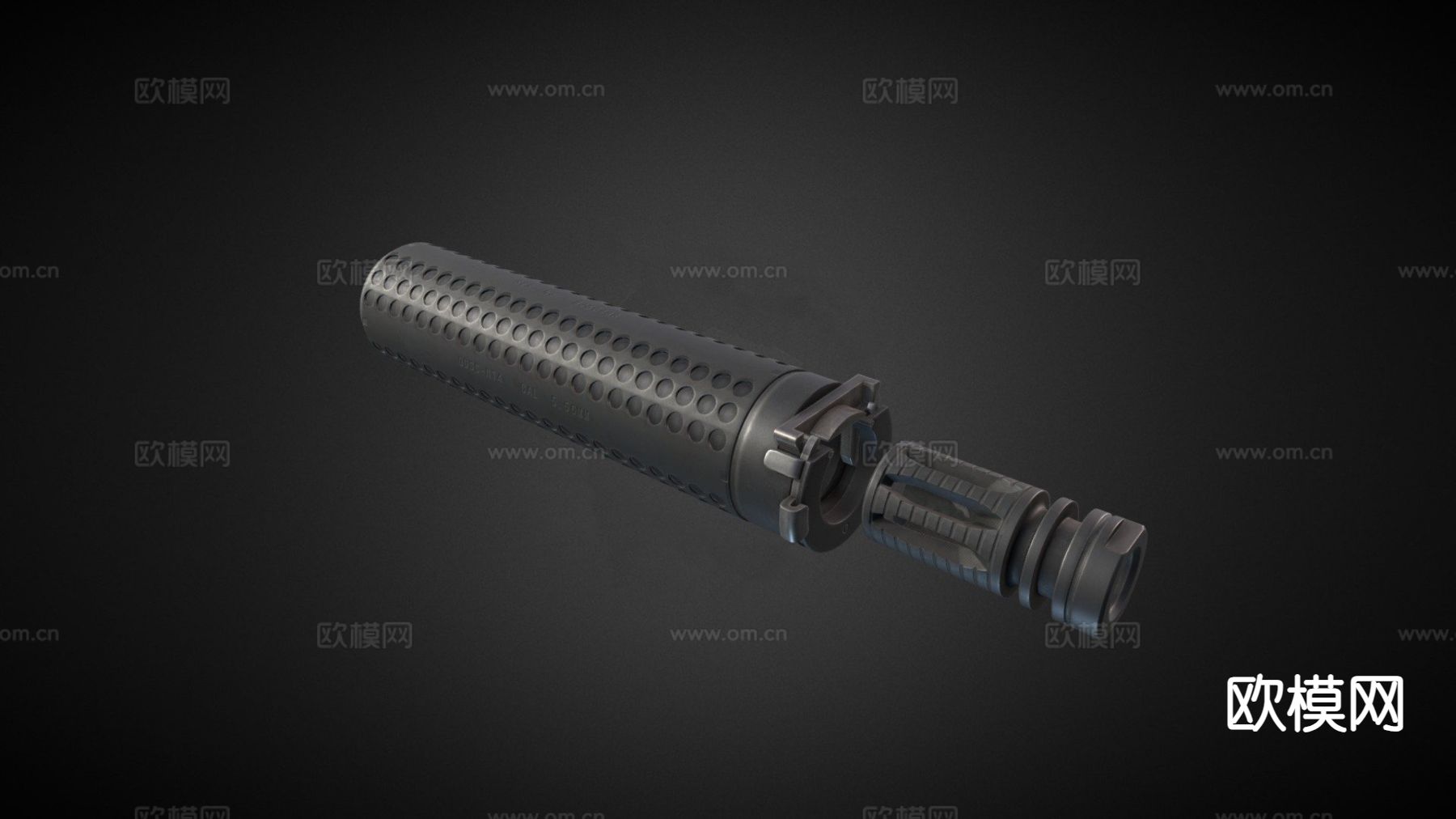 QDSS NT4 消音器 枪支配件su模型下载（渲染图2）