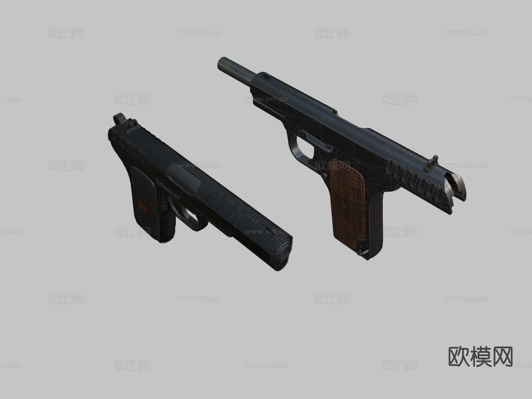 手枪su模型下载（渲染图1）