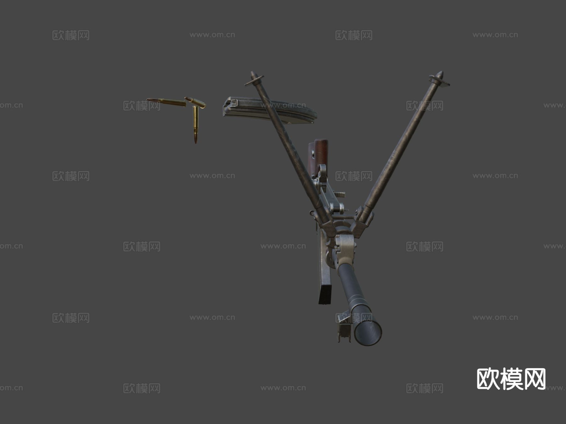 DP-28轻机枪su模型下载（渲染图5）
